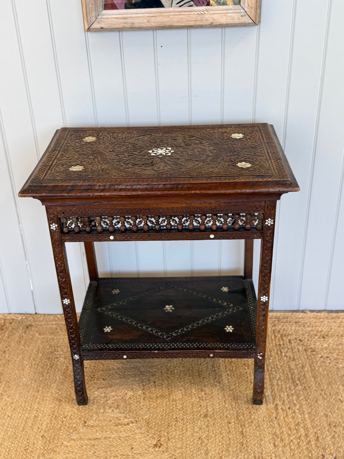 Syrian Mother-of-Pearl Inlaid Two-Tier Side Table