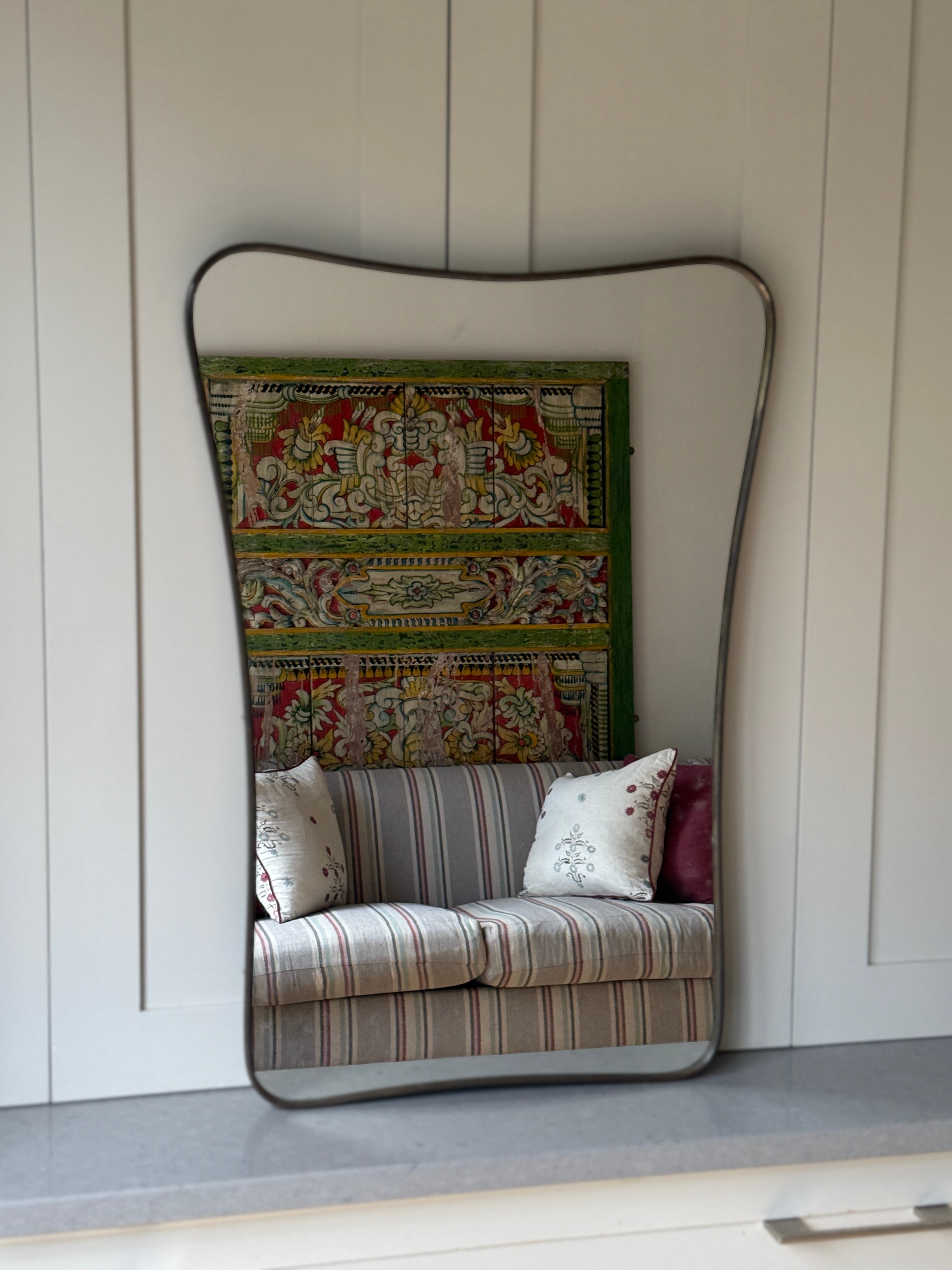 1950s Italian Brass Shield Mirror (72.5x 51cm)