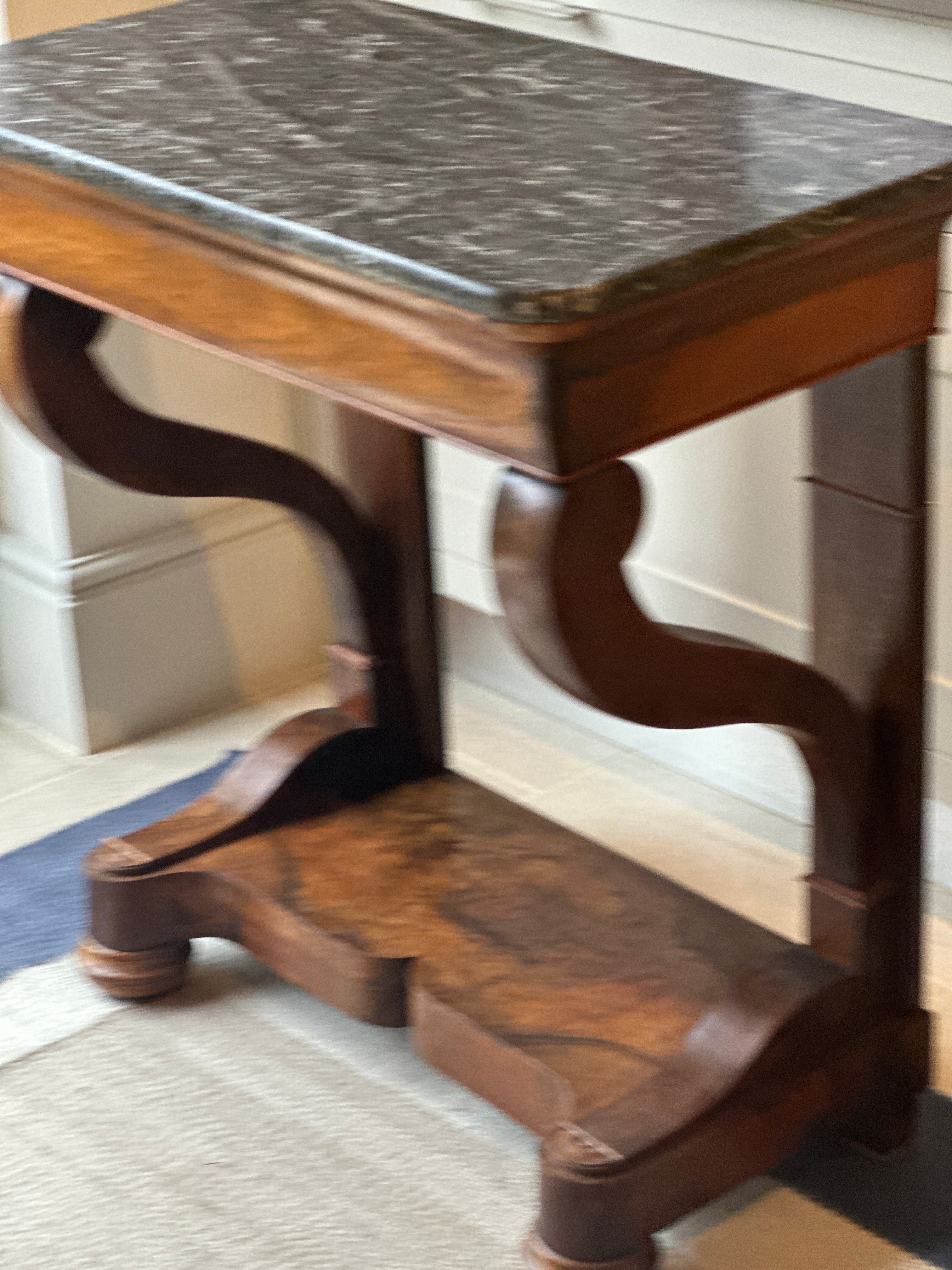 Small Elegant Mahogany Console with Marble Top