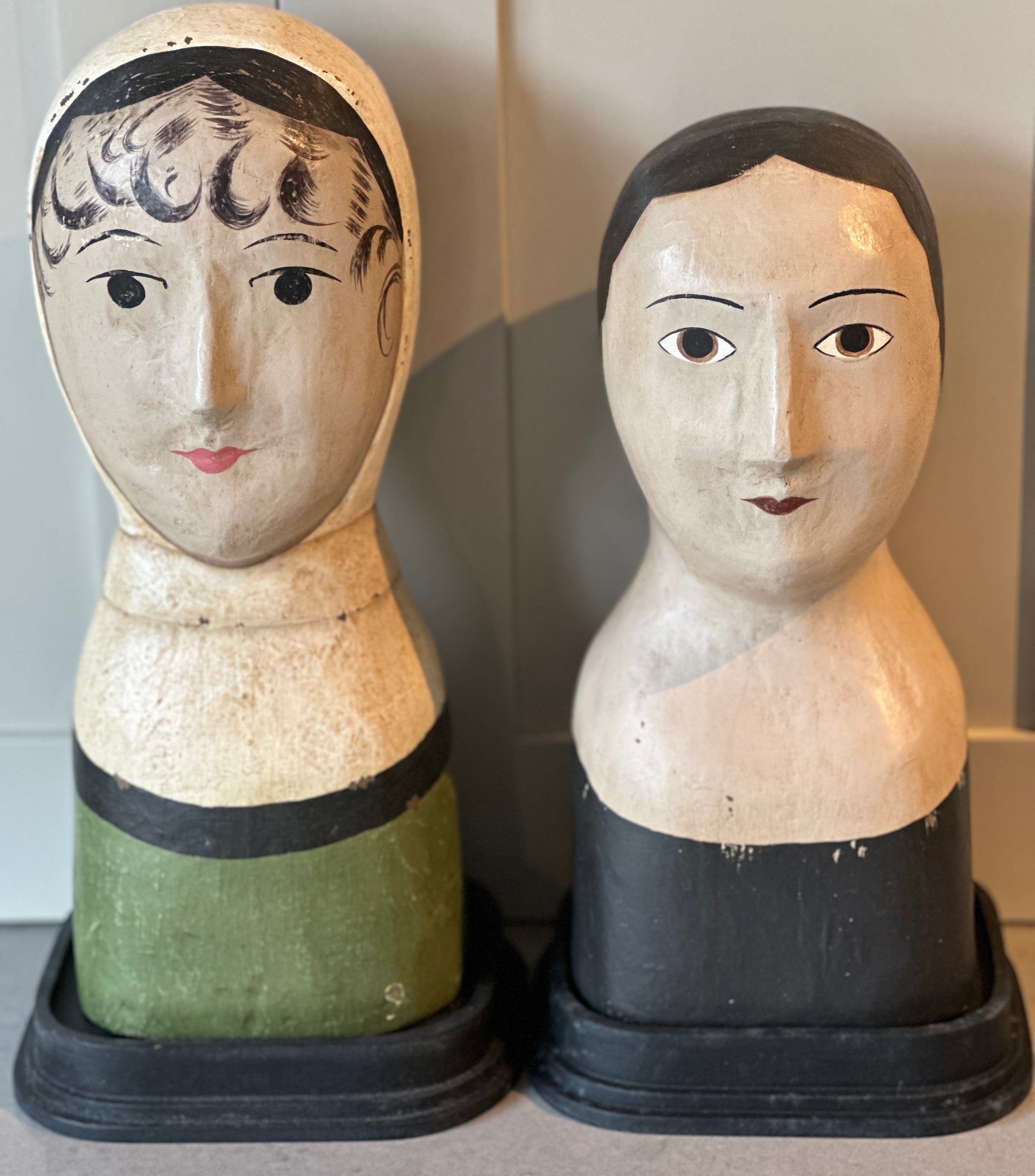 French Papier Mache Milliner’s Marotte with bonnet