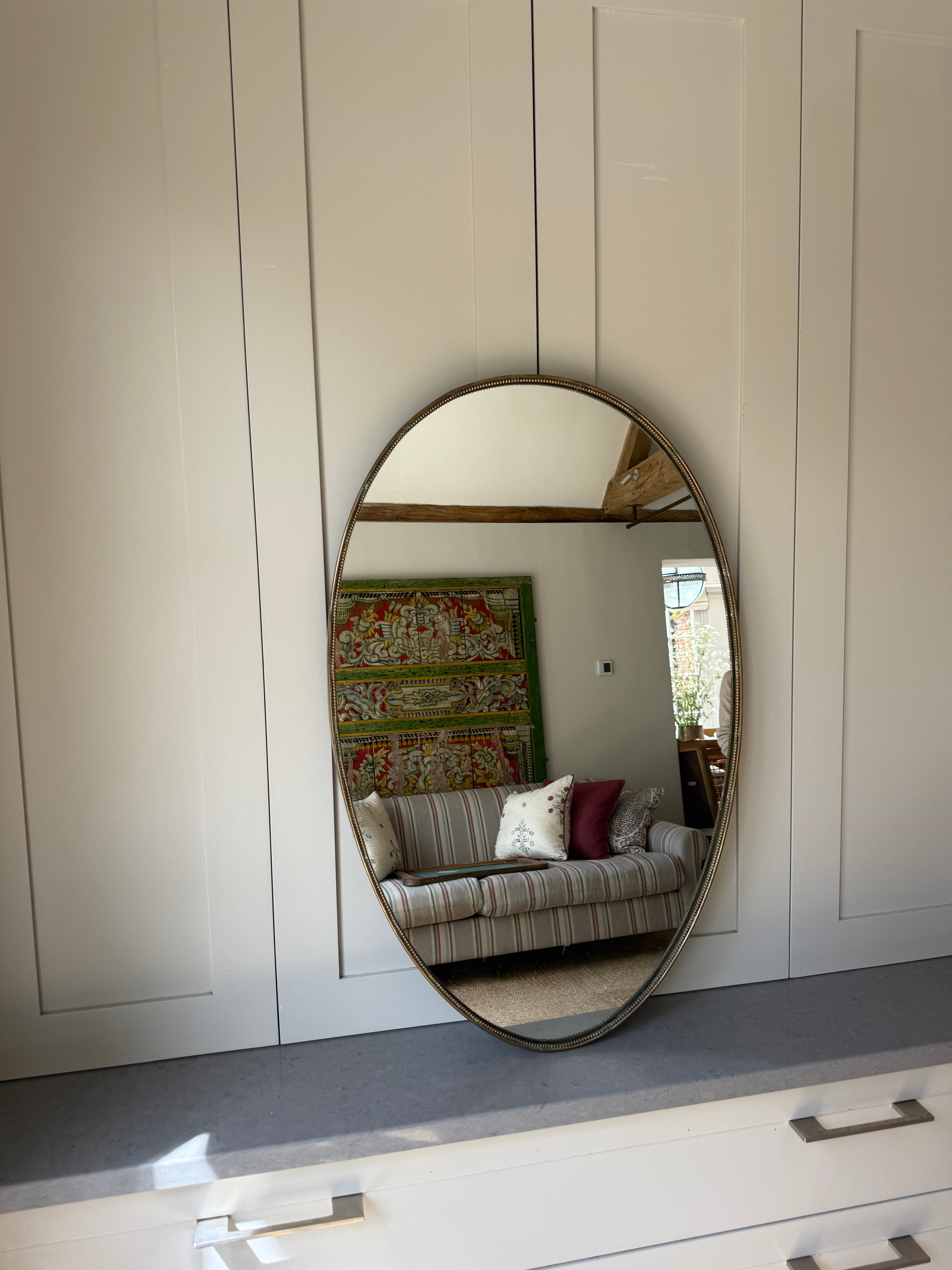 Italian Brass Oval Mirror (79x51cm)