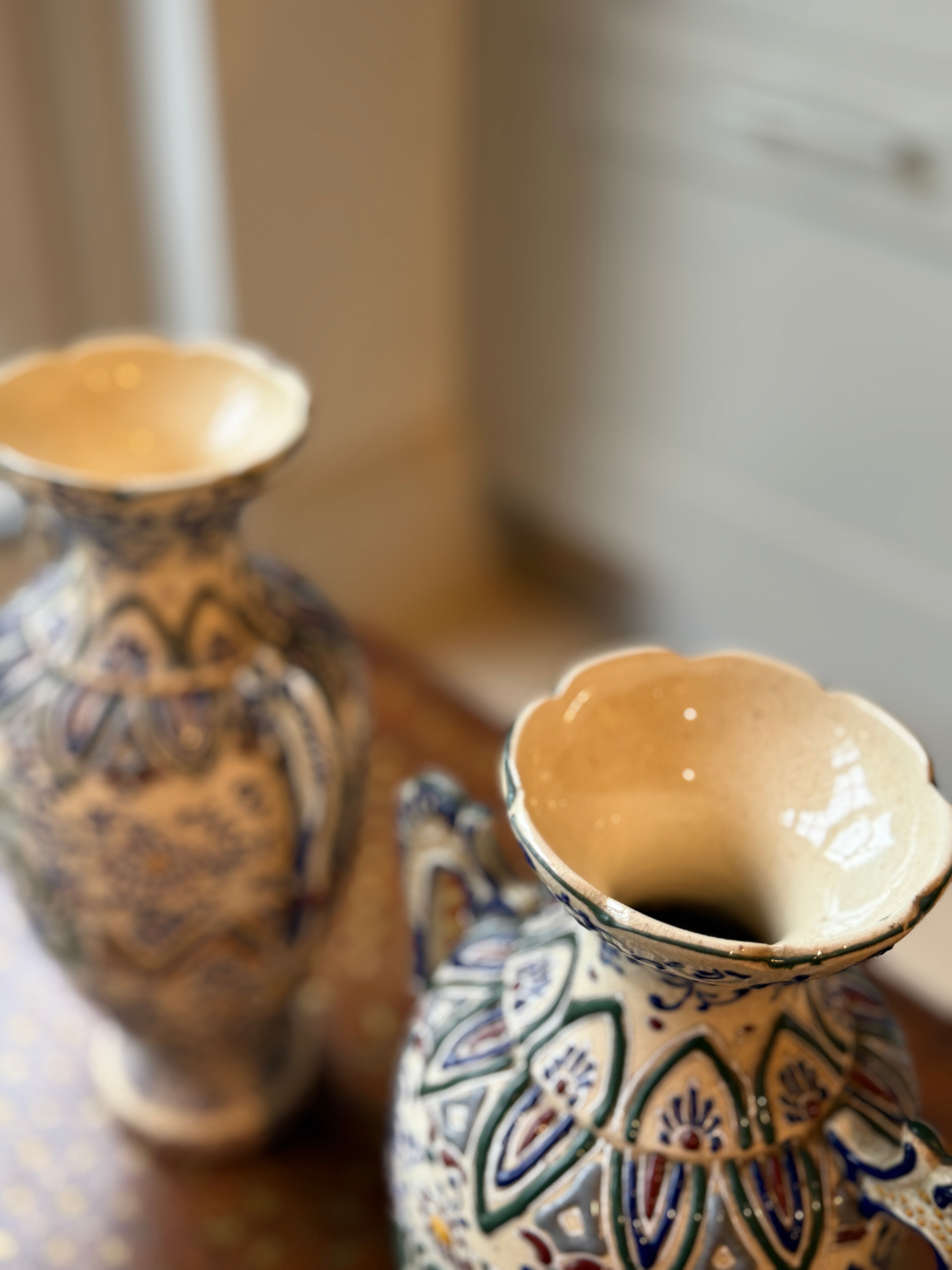 Pair of Polychrome Japanese Vases