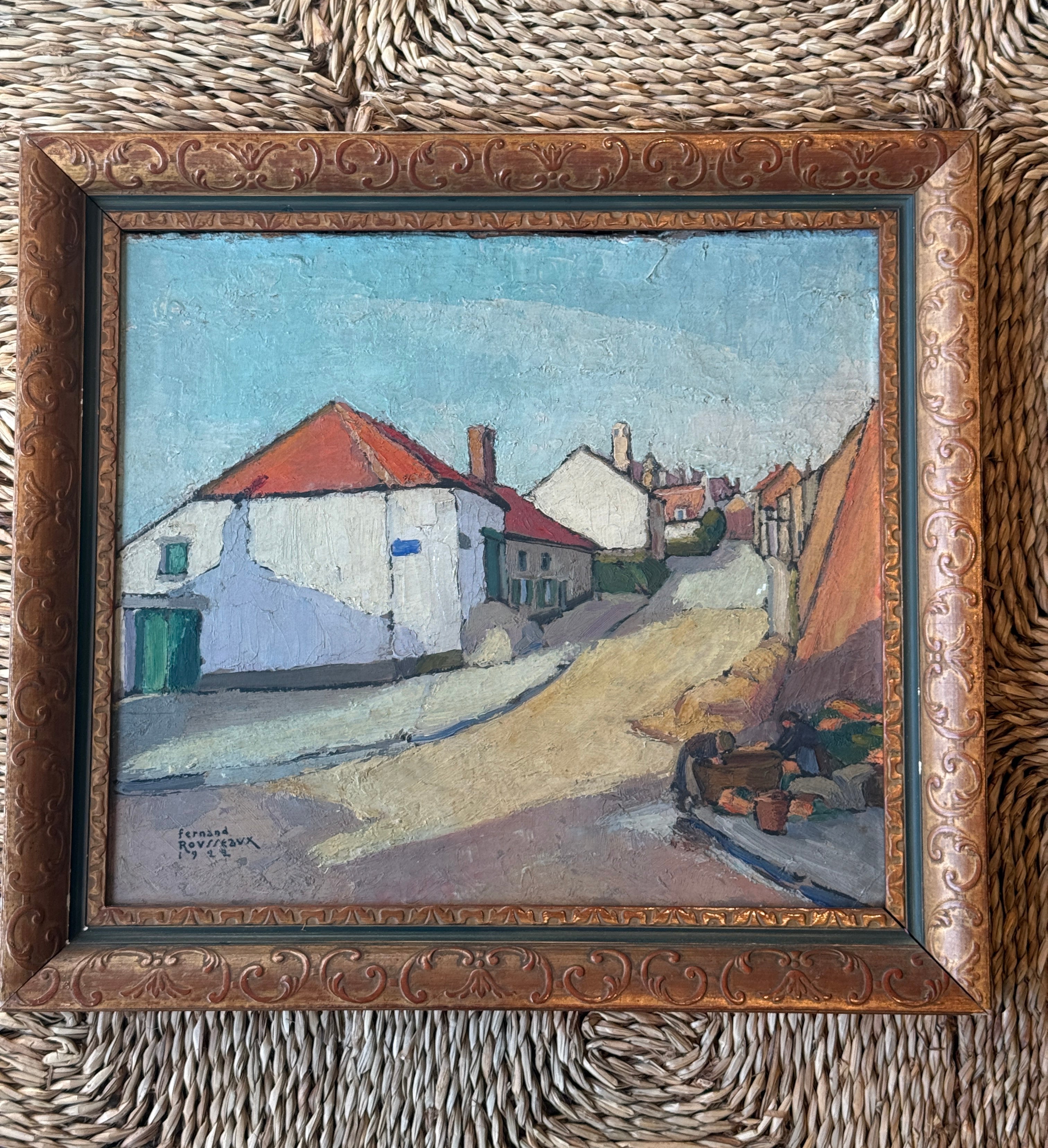 Oil on Canvas Village by Fernand Rousseaux 1922