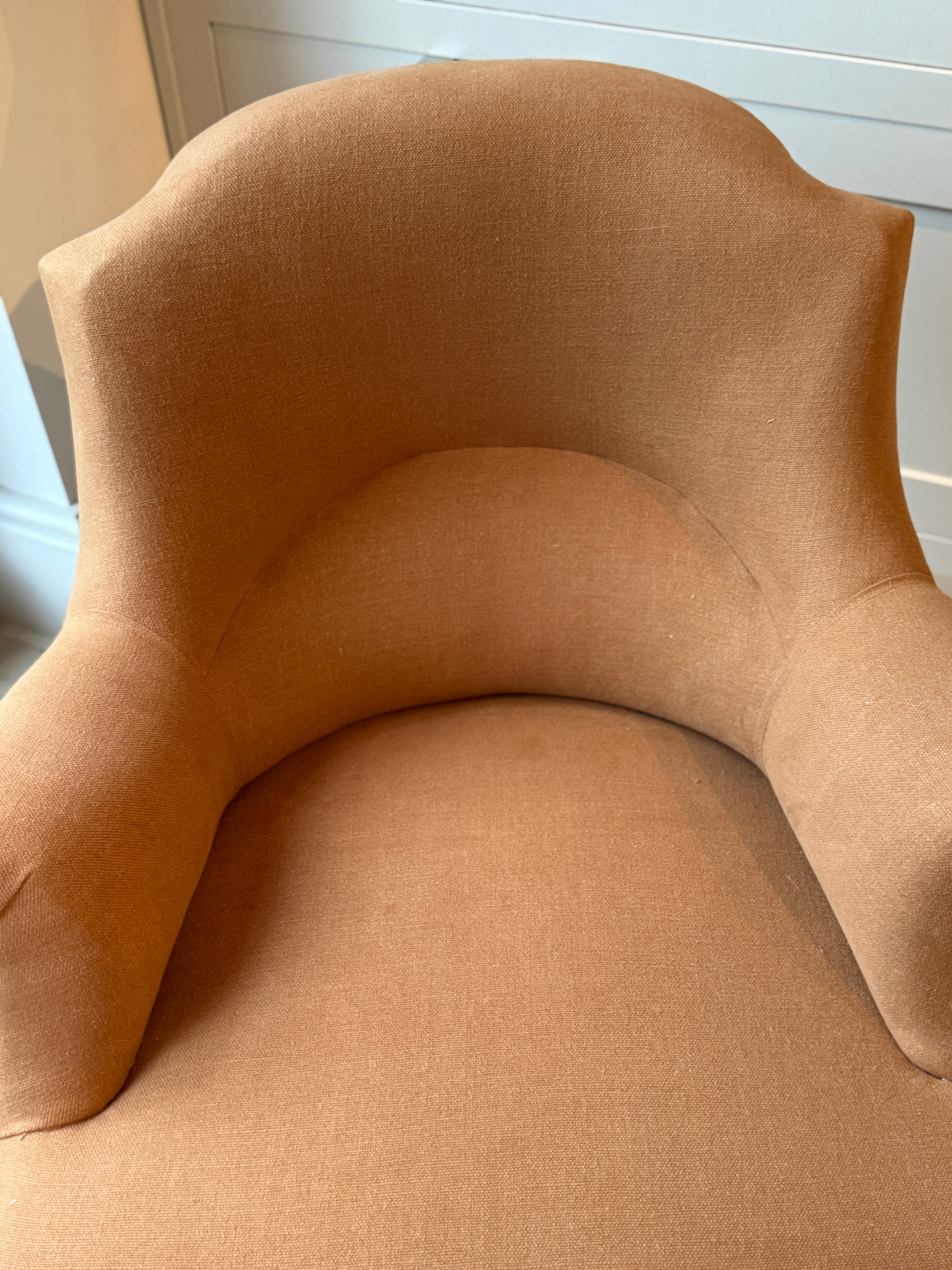 19th Century French Armchair in Rust Coloured Linen
