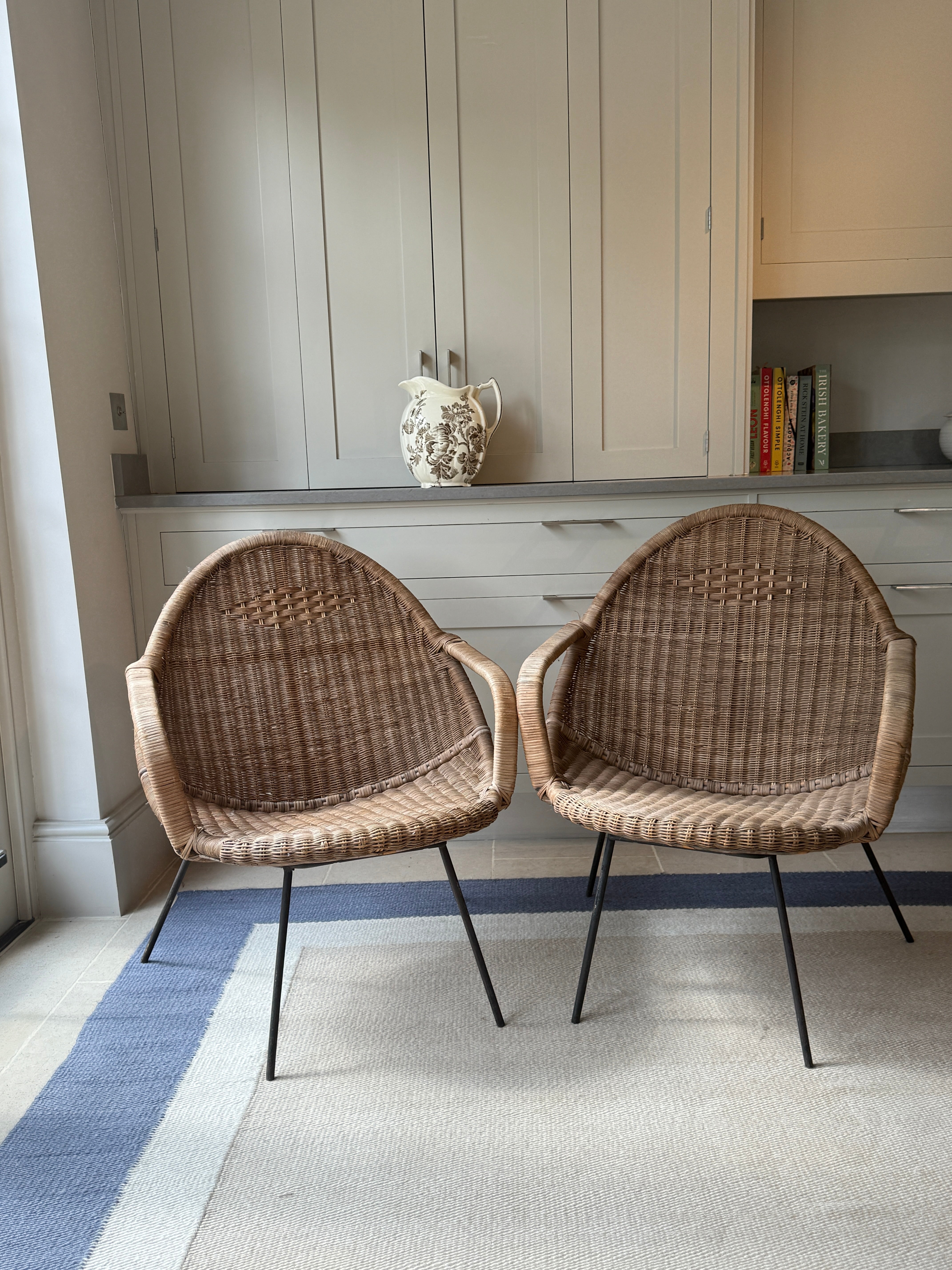 Pair of Italian Rattan Chairs Circa 1960-70