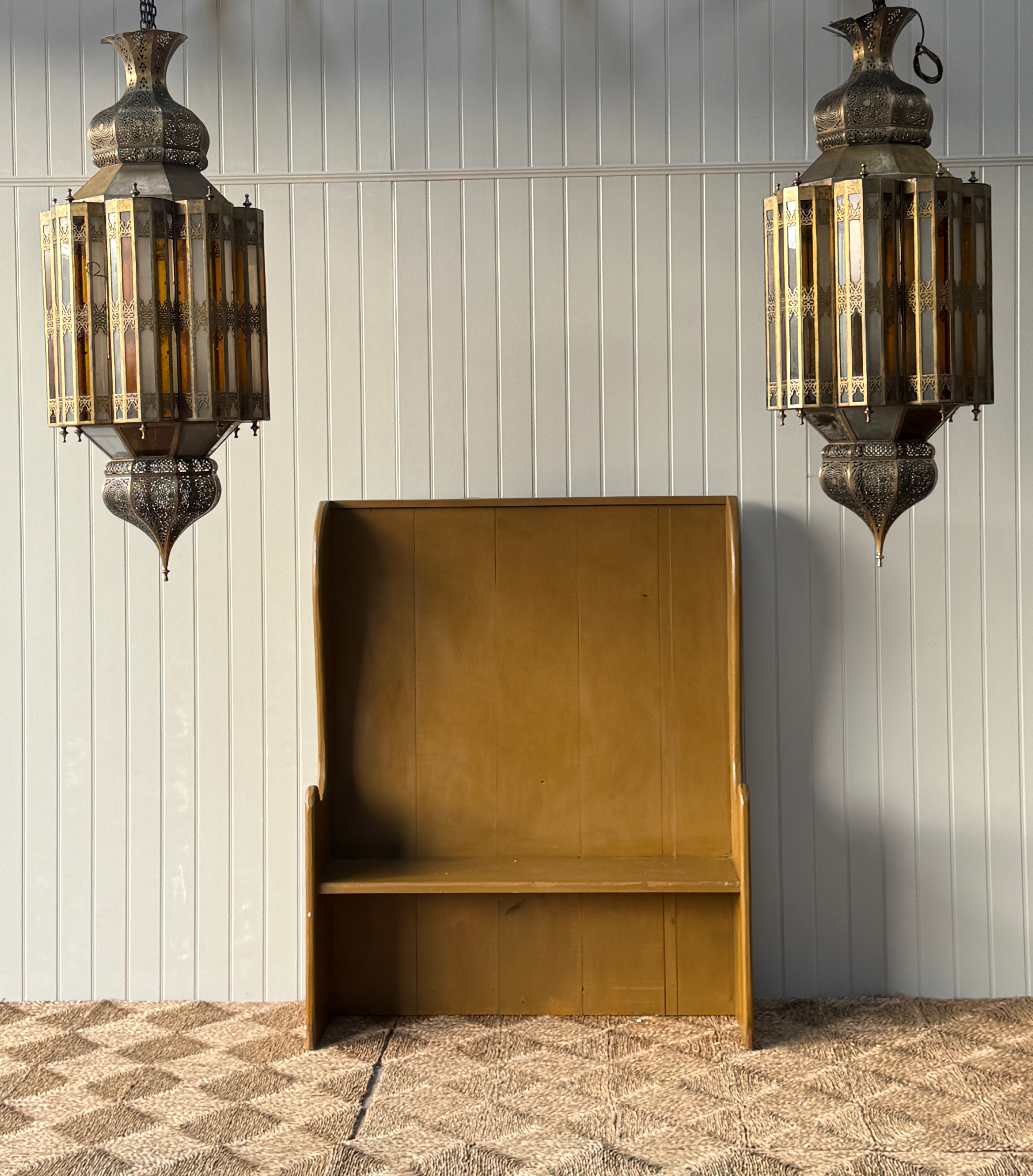 Majestic Pair of Moroccan Brass Lanterns