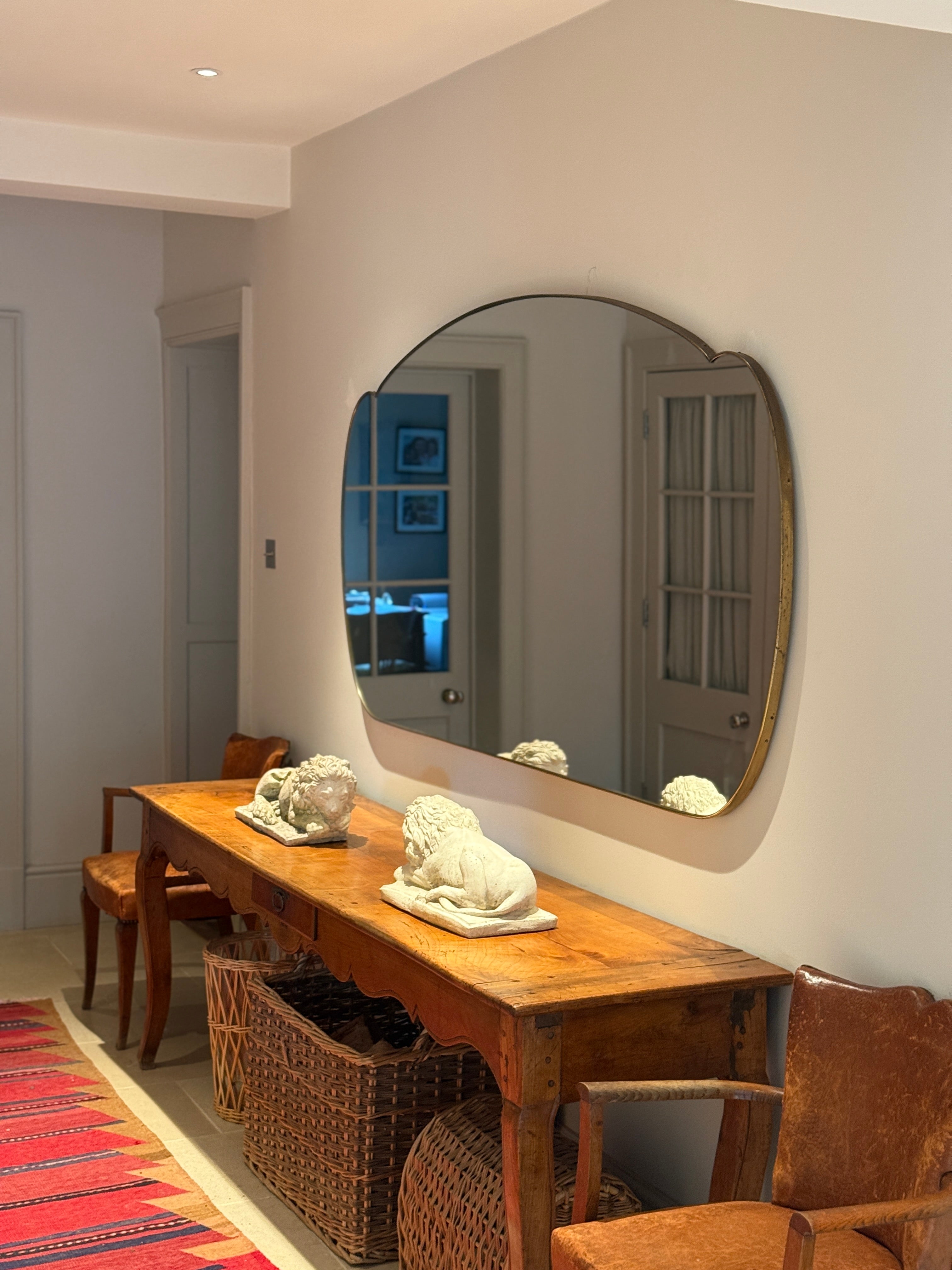 Extra Large Cloud Shaped Italian Brass Shield Mirror