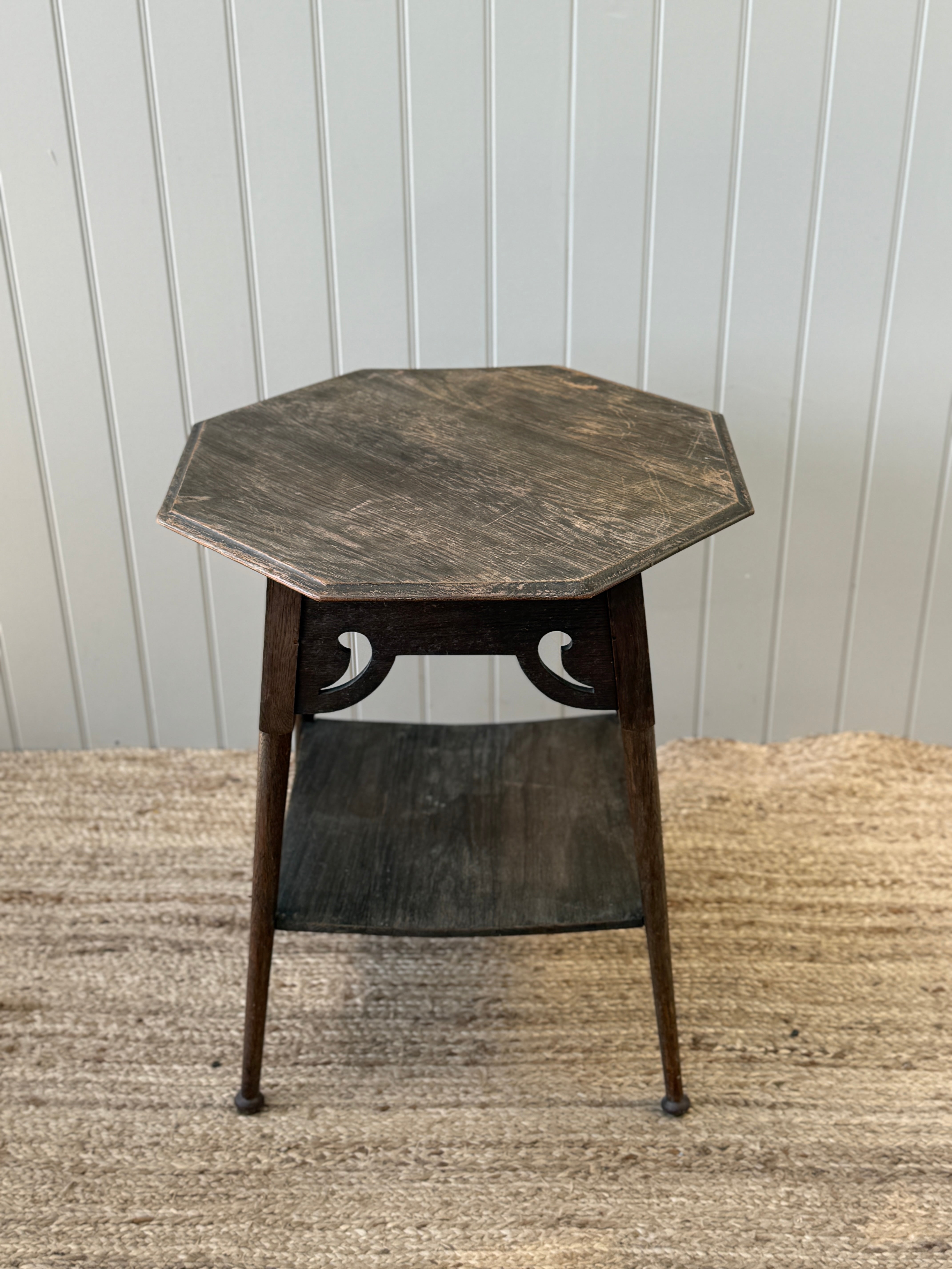 Early 20th Century Oak Octagonal Two-Tier Occasional Table