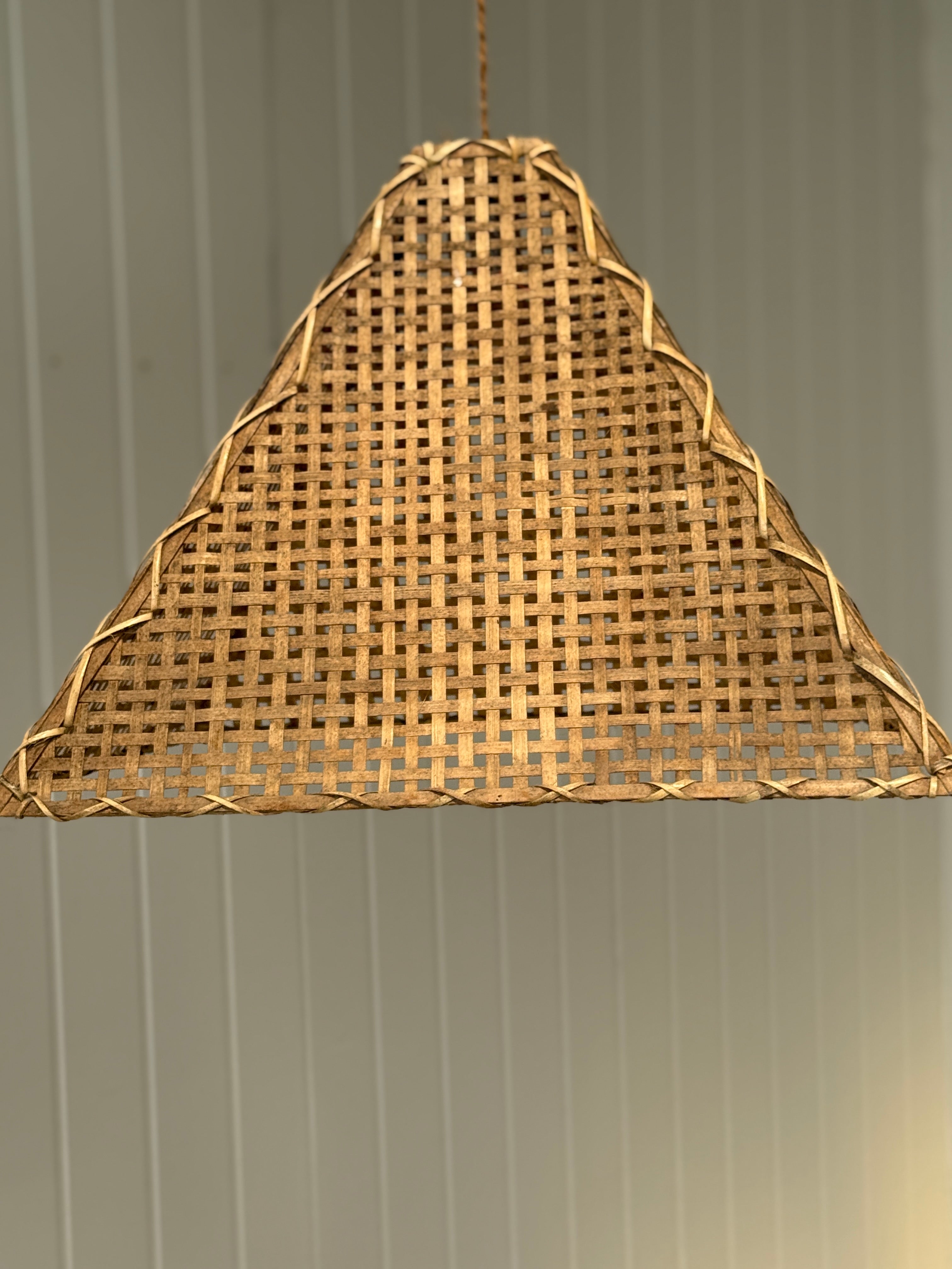 Pair of Woven Cane Pyramid Lampshades