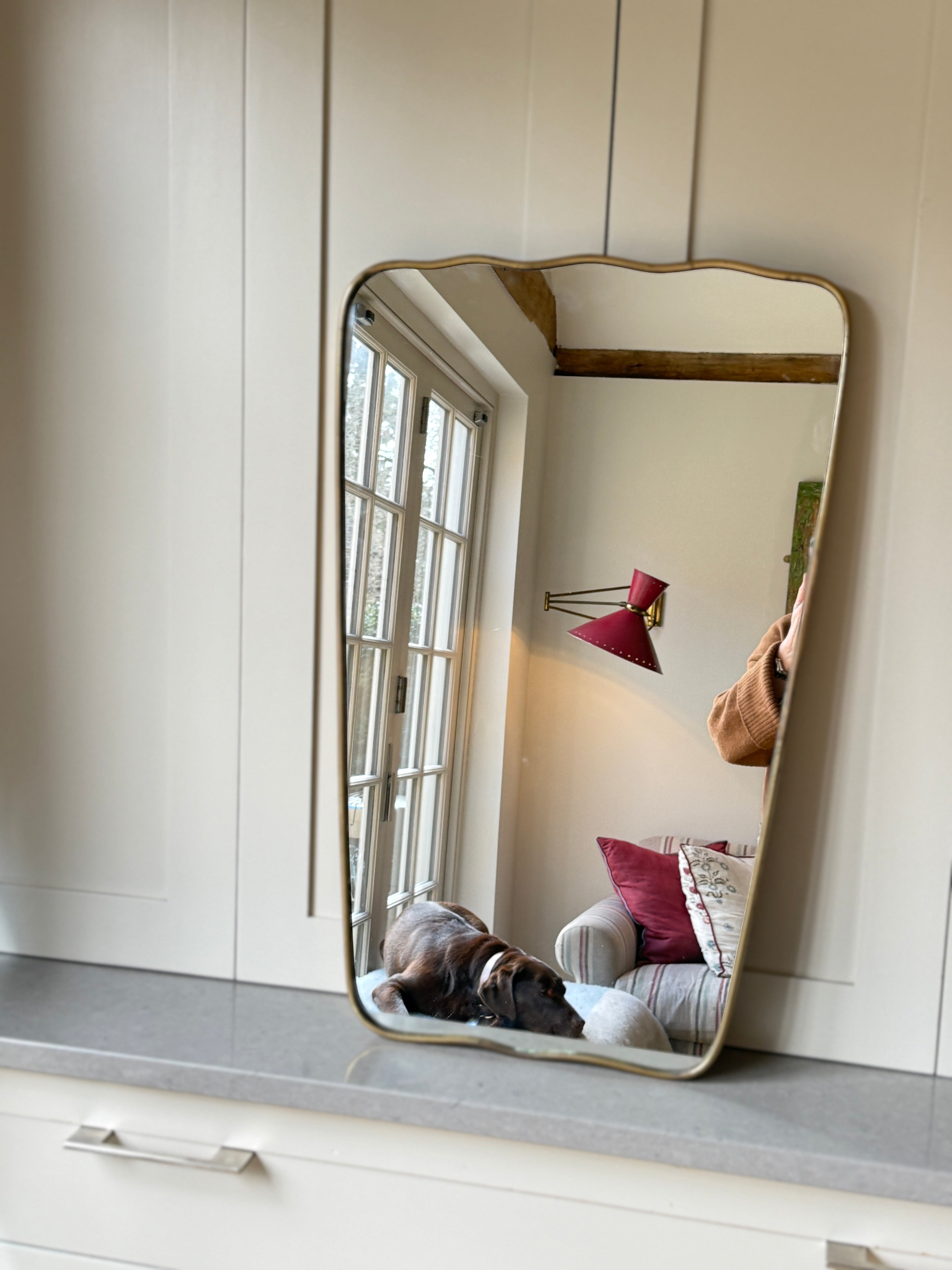 Italian Brass Gio Ponti Shield Mirror