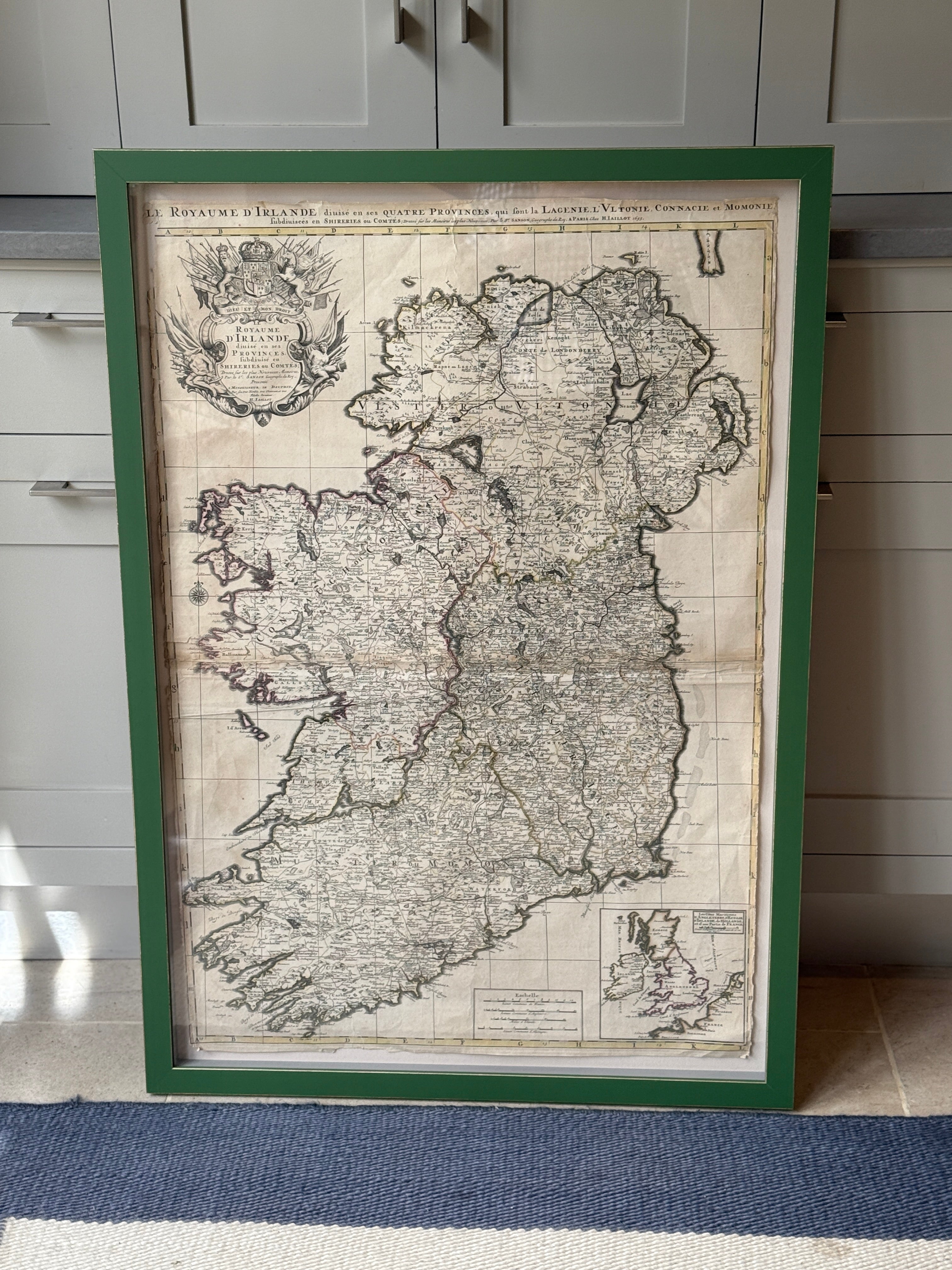 Beautifully Framed 1693 French Map of Ireland