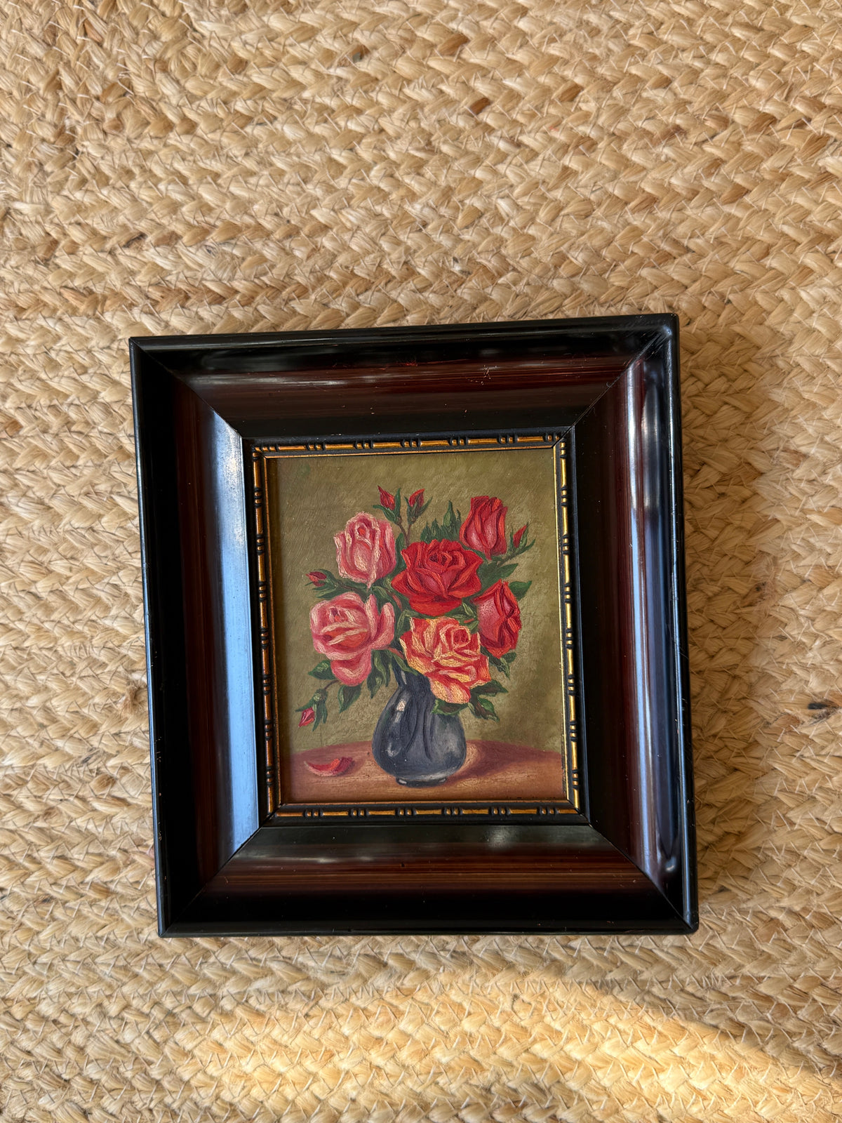 Set of 3 Small Floral Oil Pastel Paintings