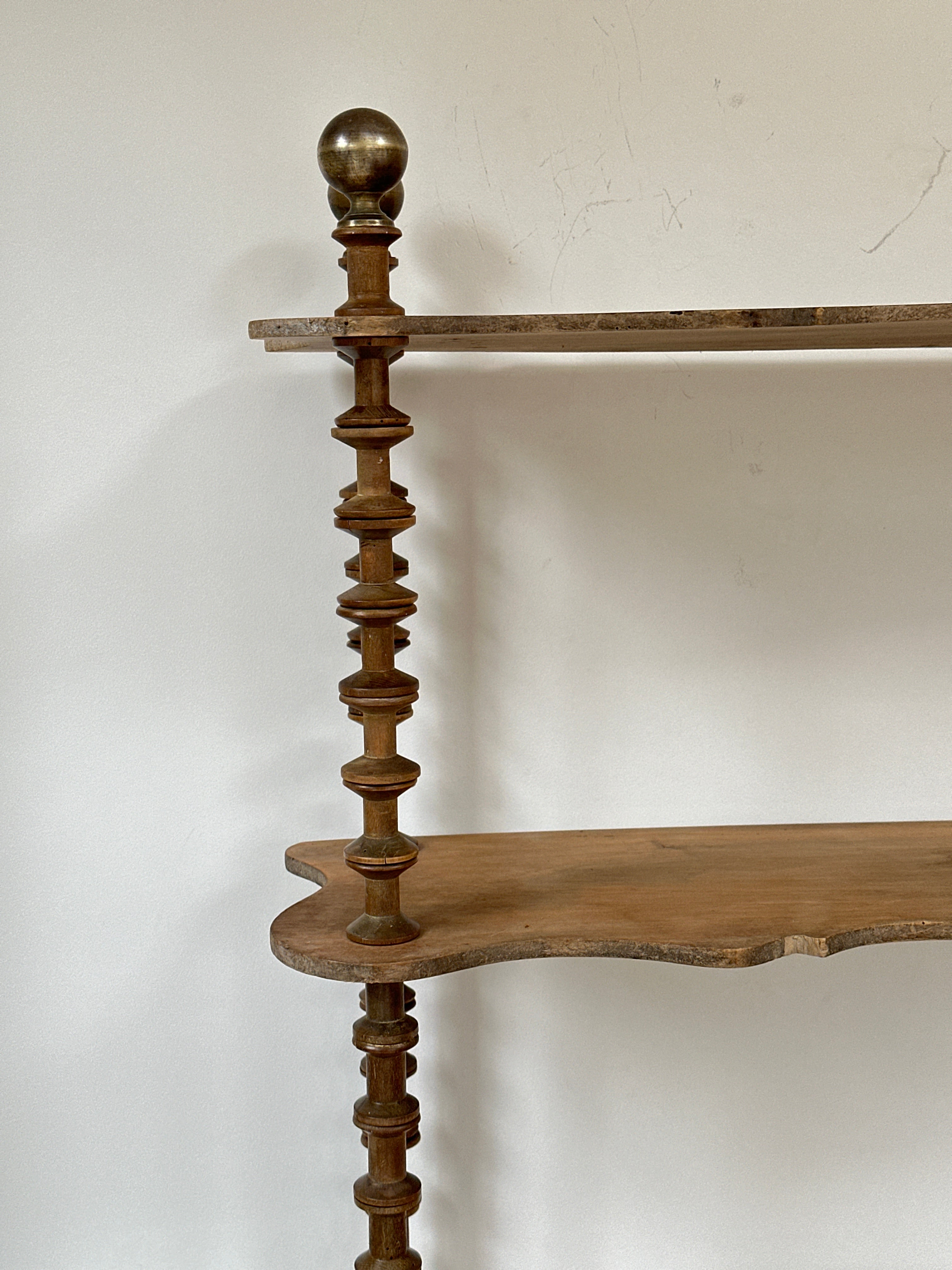 Large Cotton Reel Shelves with Brass Finials