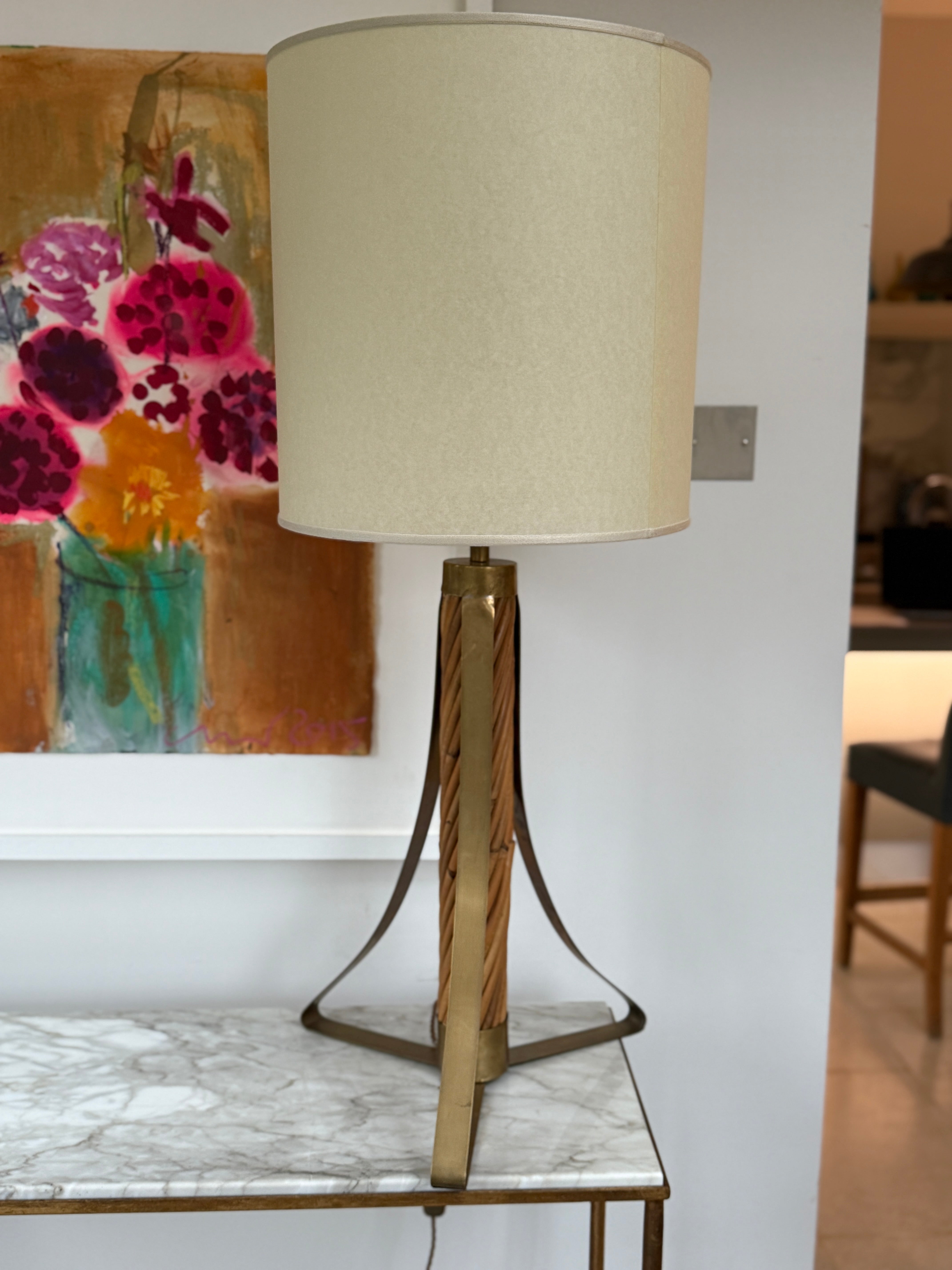 Italian Bamboo and Brass Table Lamp by Ferdinand Loffredo - 1950s