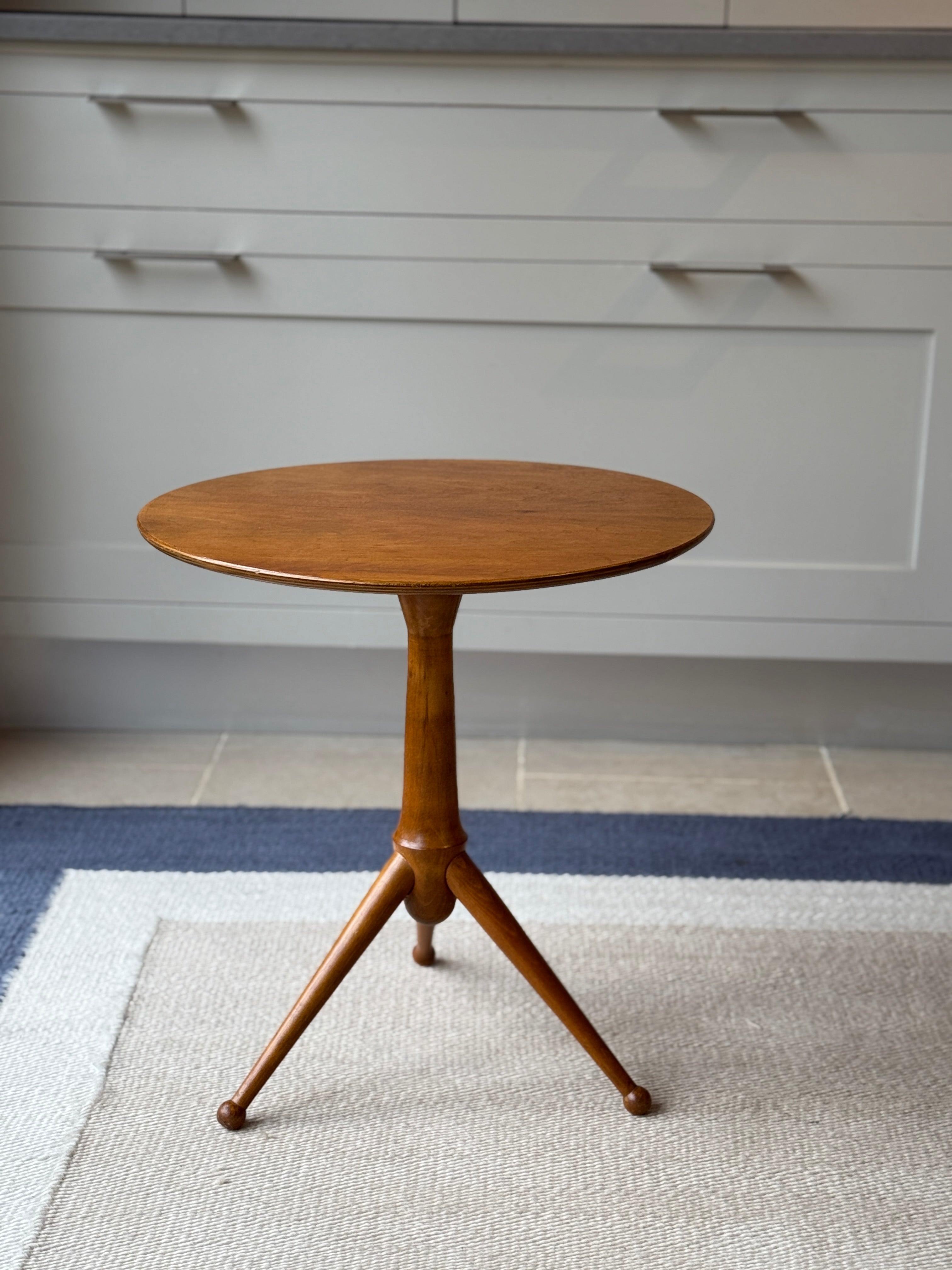 Mid Century Tripod Table in Swedish Maple