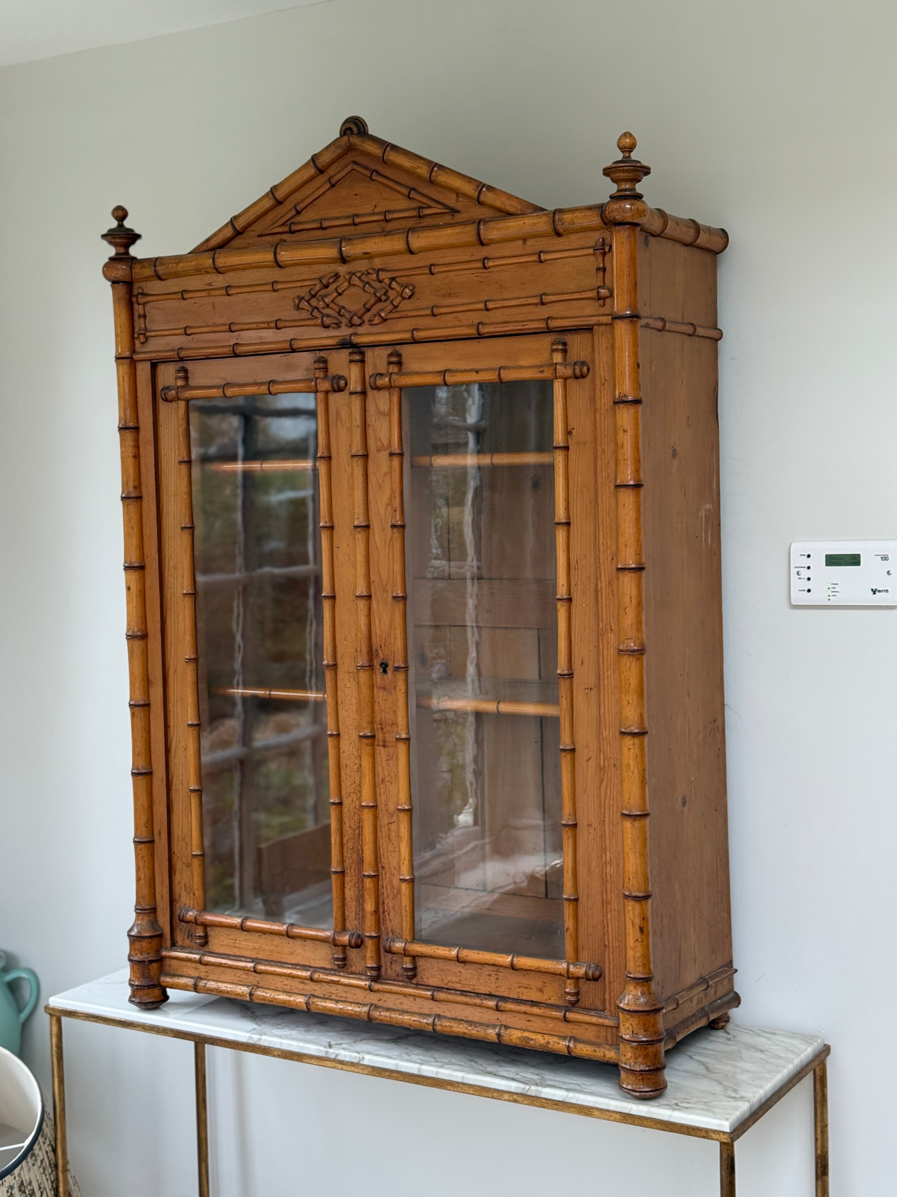 French Faux Bamboo Glazed Cabinet
