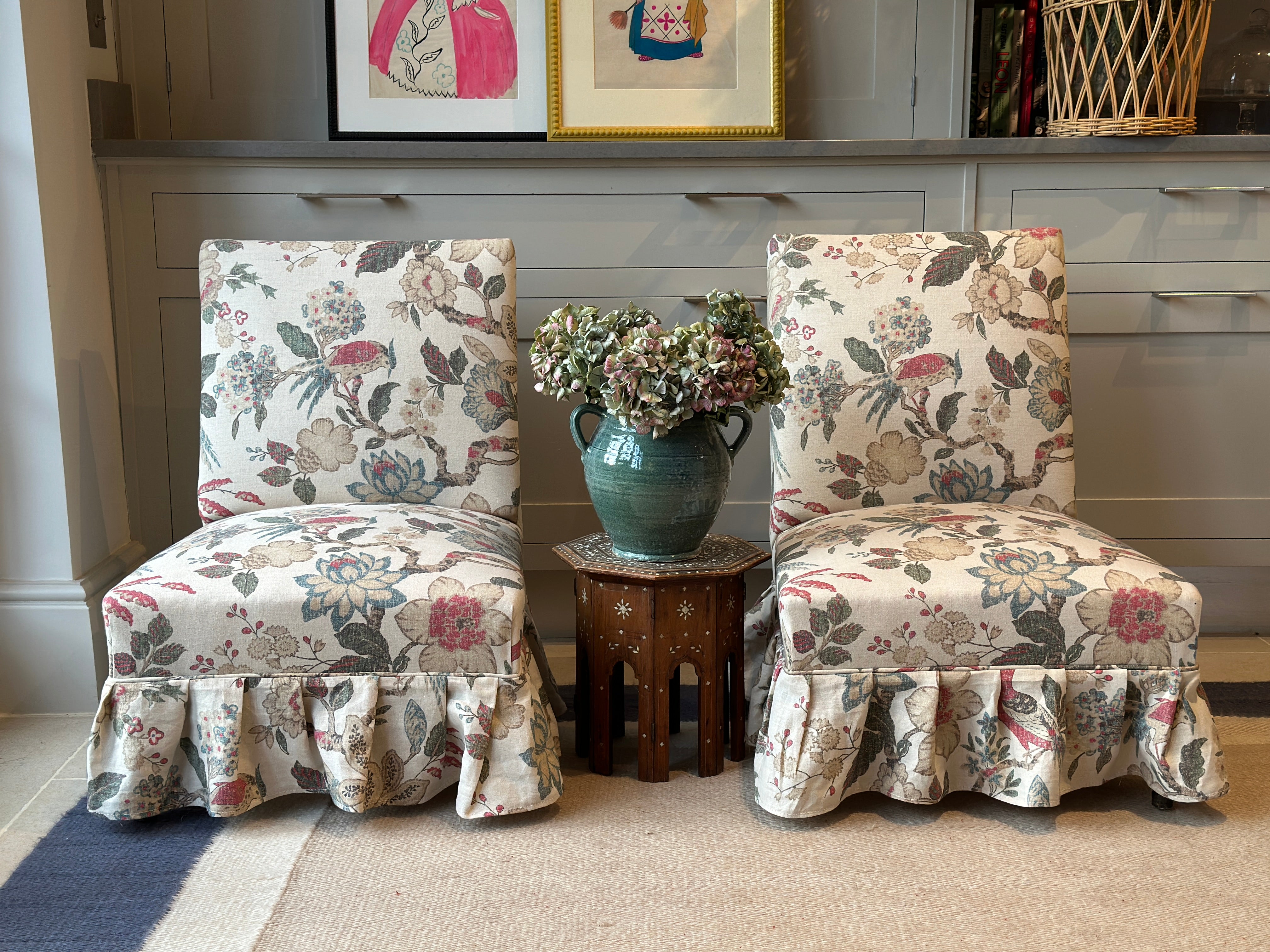 Pair of Large French Slipper Chairs in Inchyra’s Sutton Linen