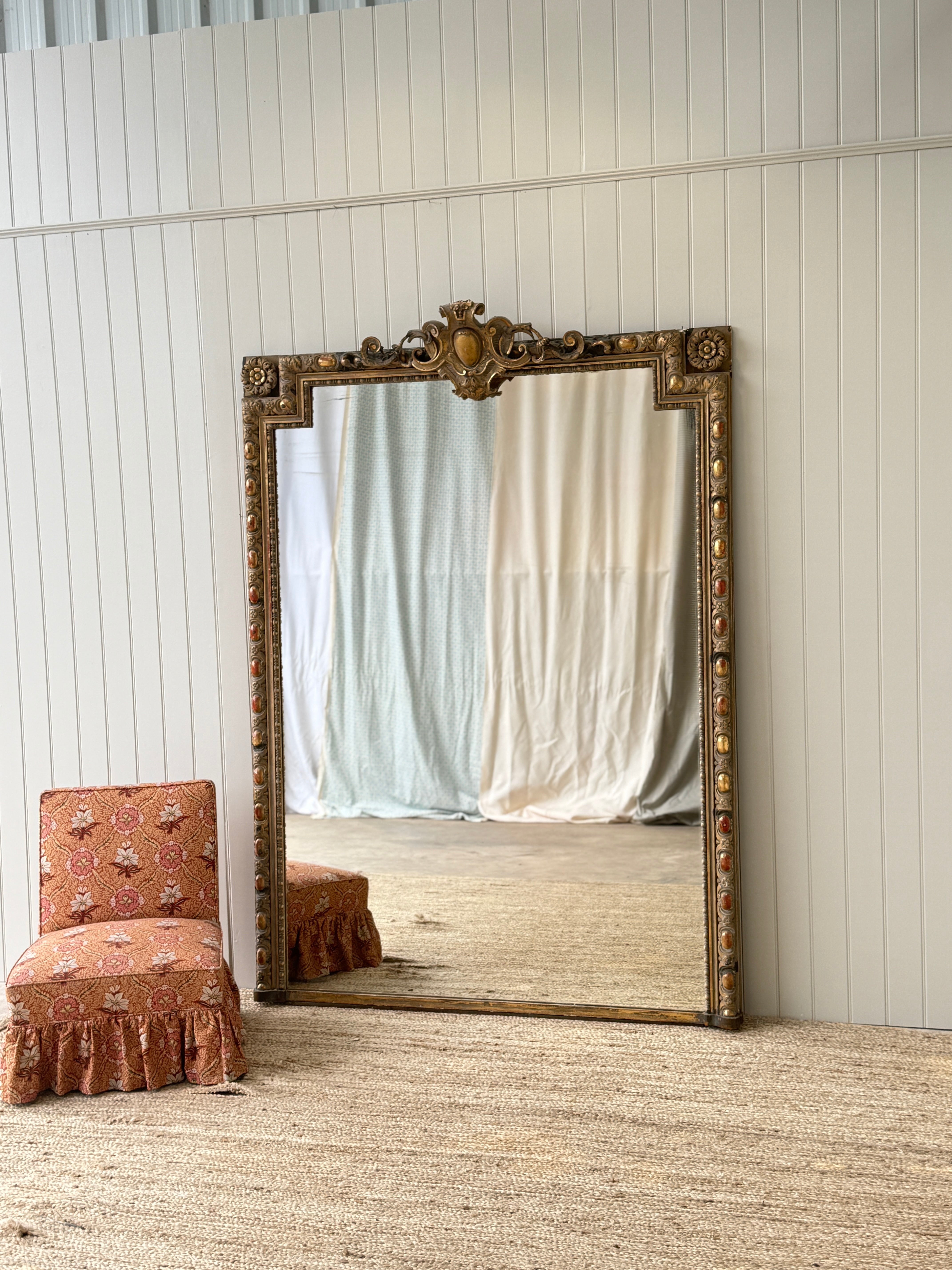 Huge French Gilt Mirror - Faded Grande Dame
