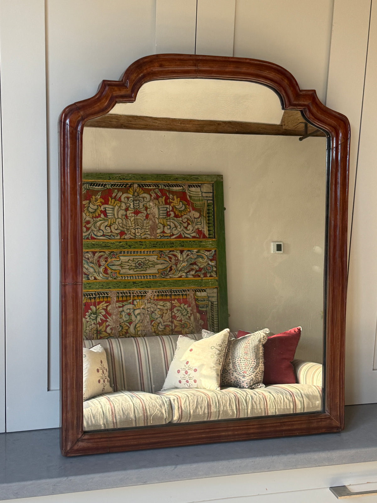 Early 18th-Century Style Arched Mahogany Mirror