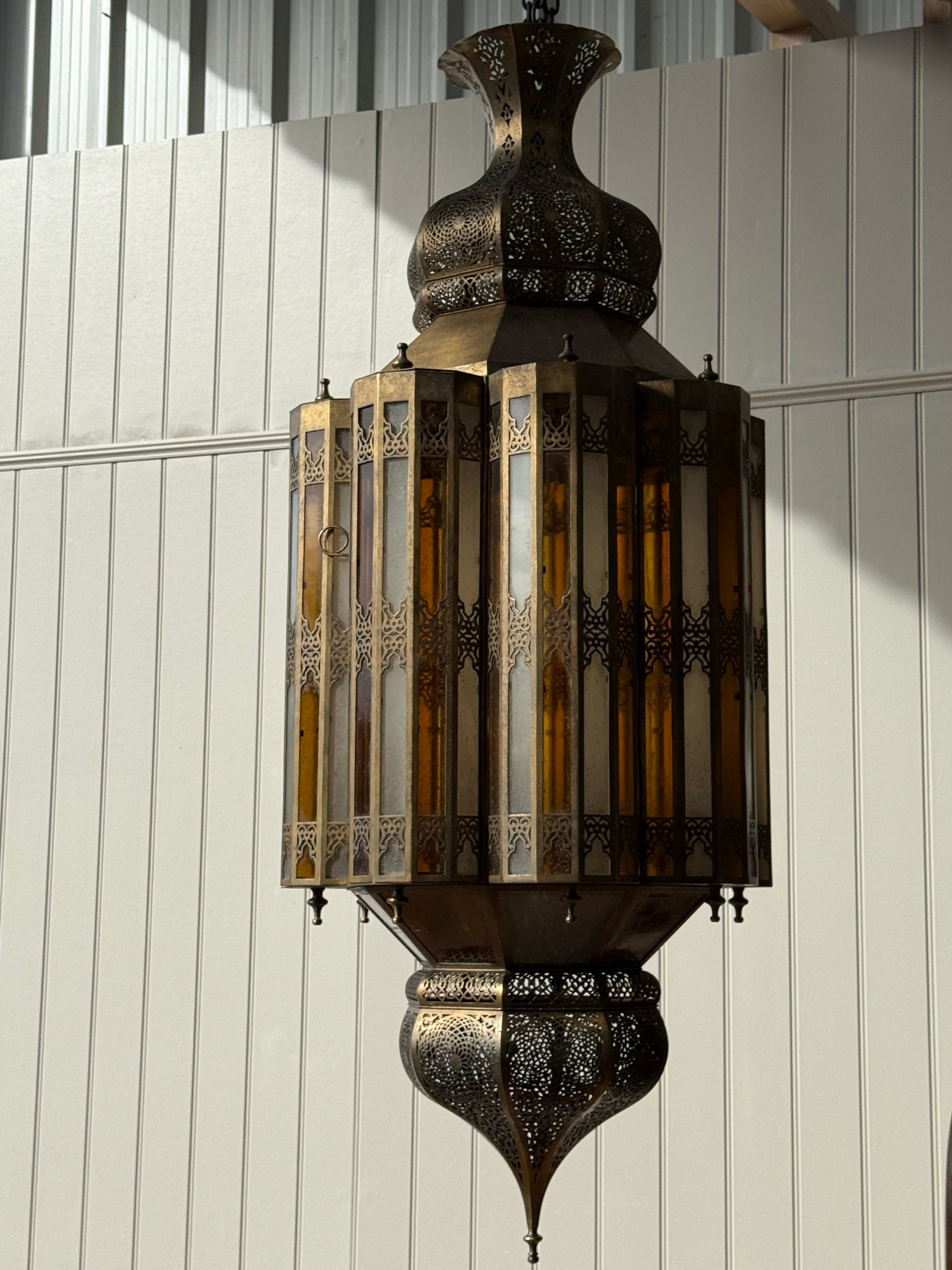 Majestic Pair of Moroccan Brass Lanterns