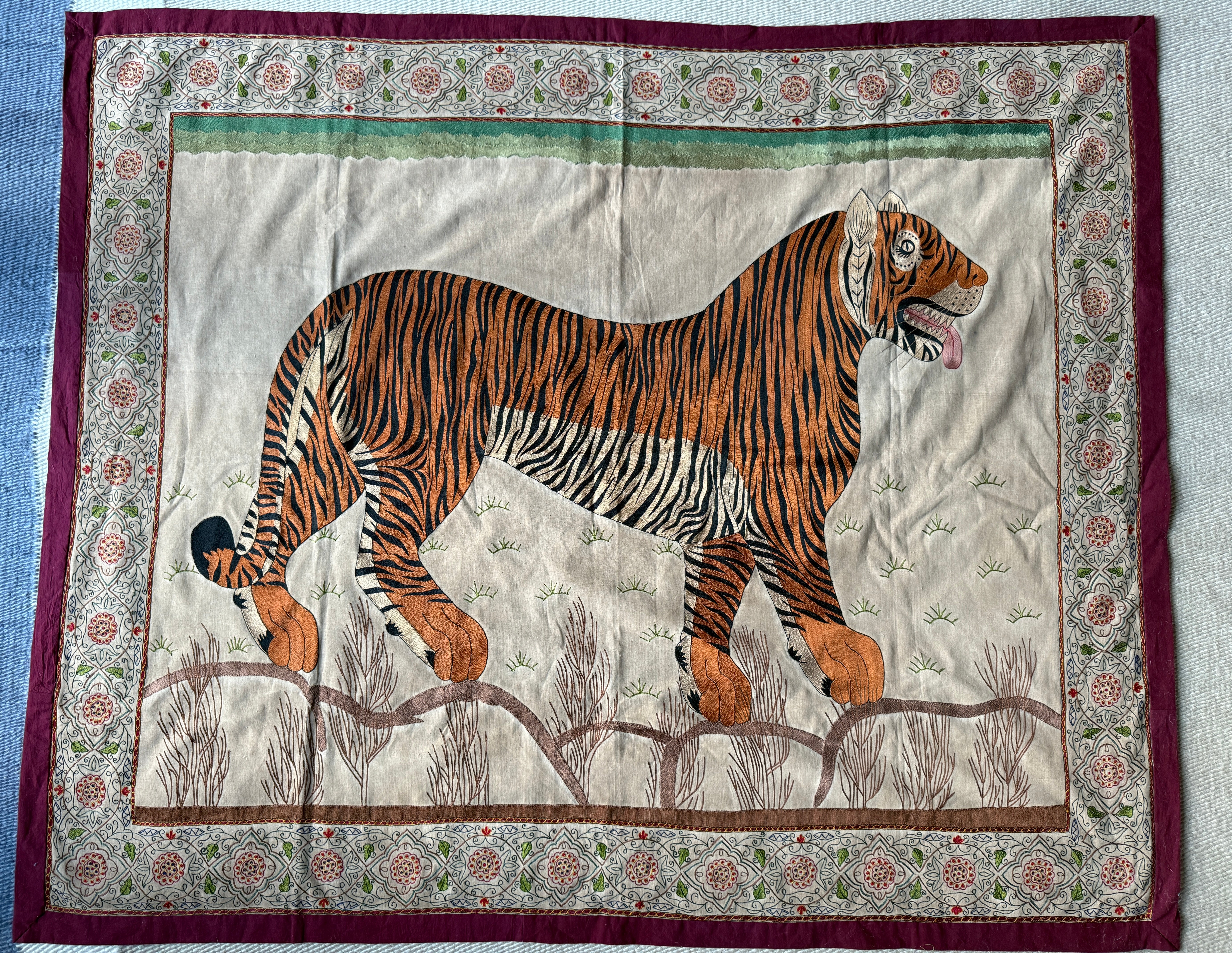 Beautiful Large Bengal Tiger Embroidery Wall hanging