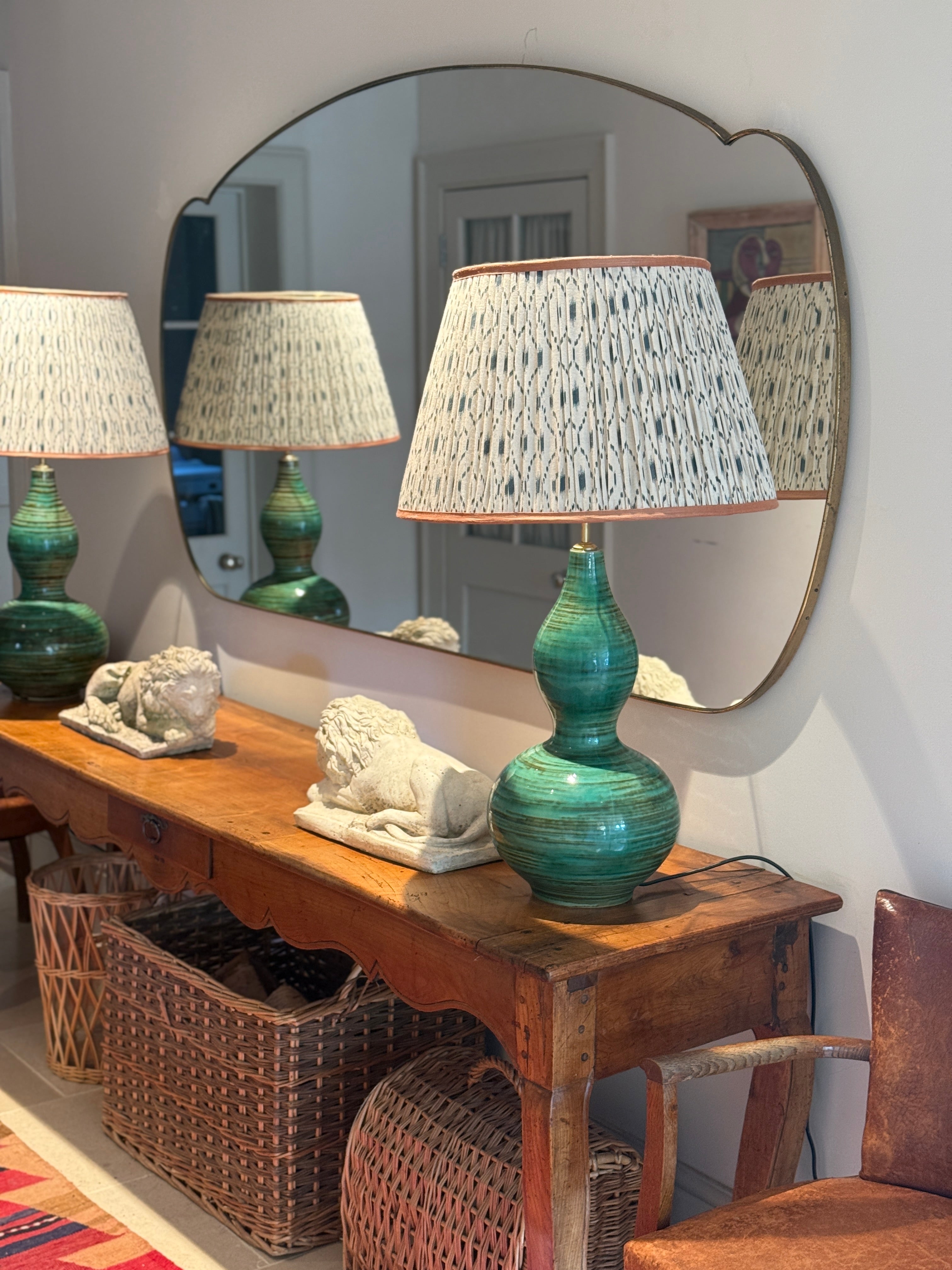 Extra Large Cloud Shaped Italian Brass Shield Mirror