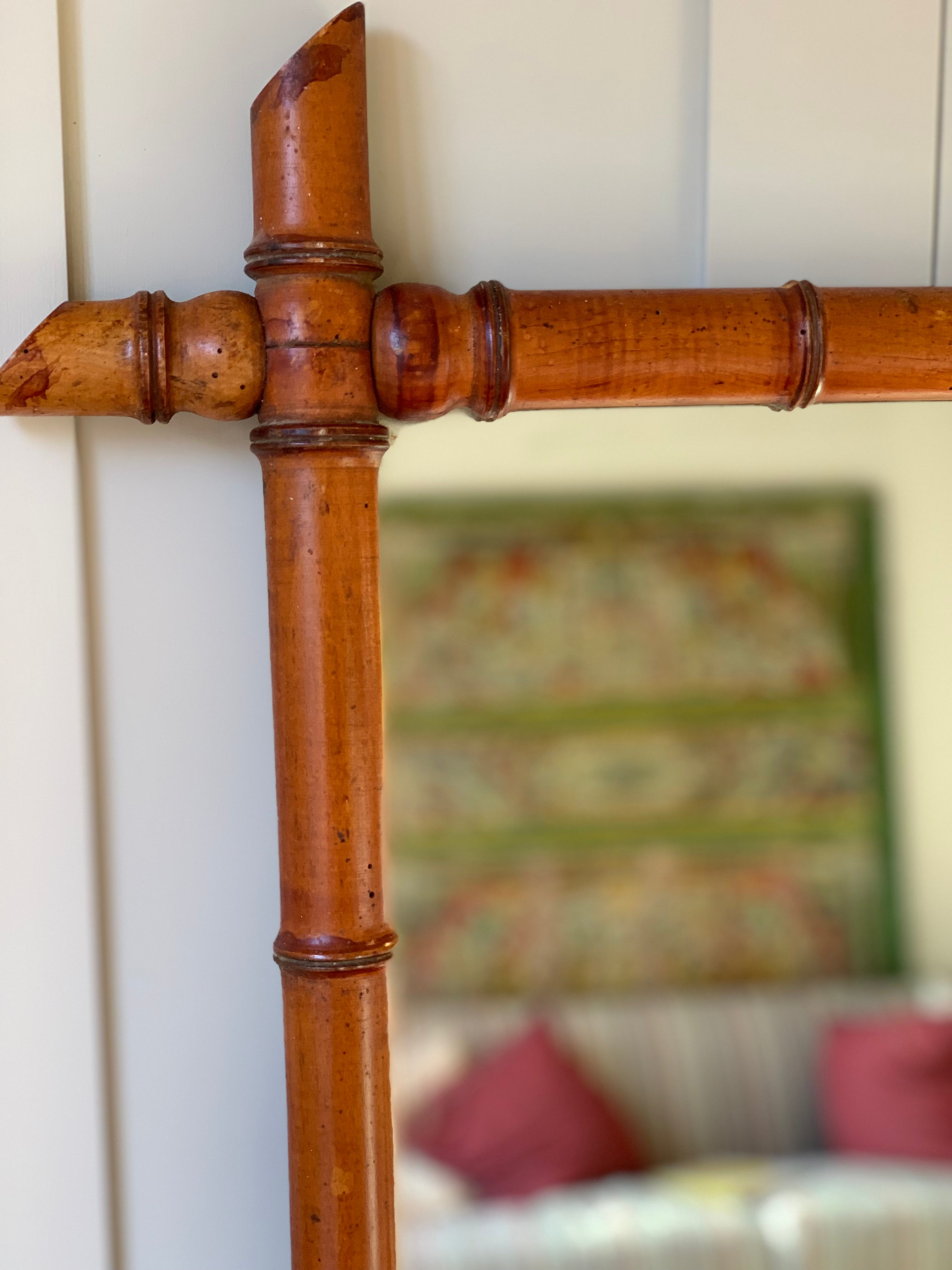 Large French Faux Bamboo Mirror