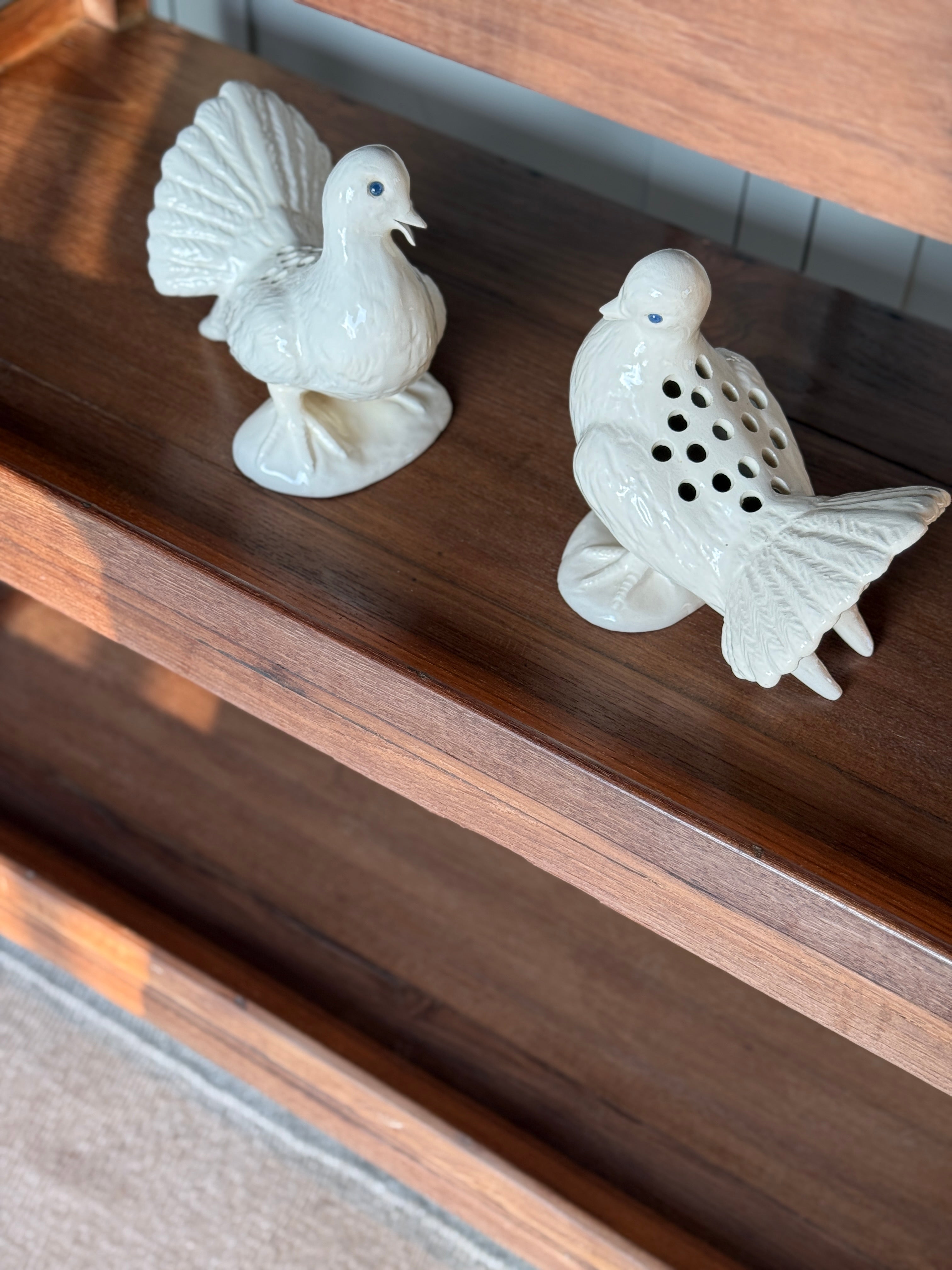 Pair of Ceramic Floral Doves