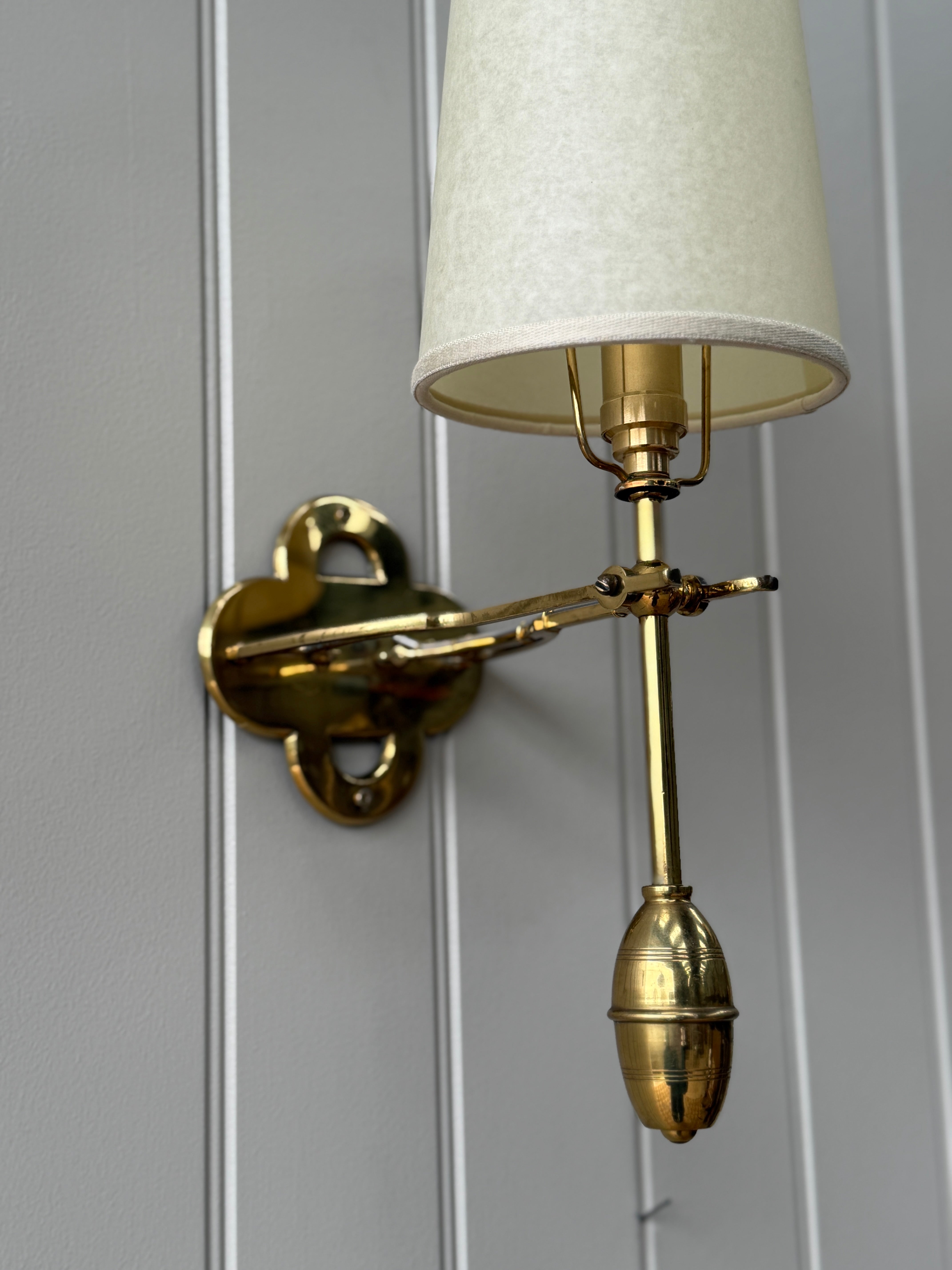 Pair of Italian Brass Wall Lights with Shades