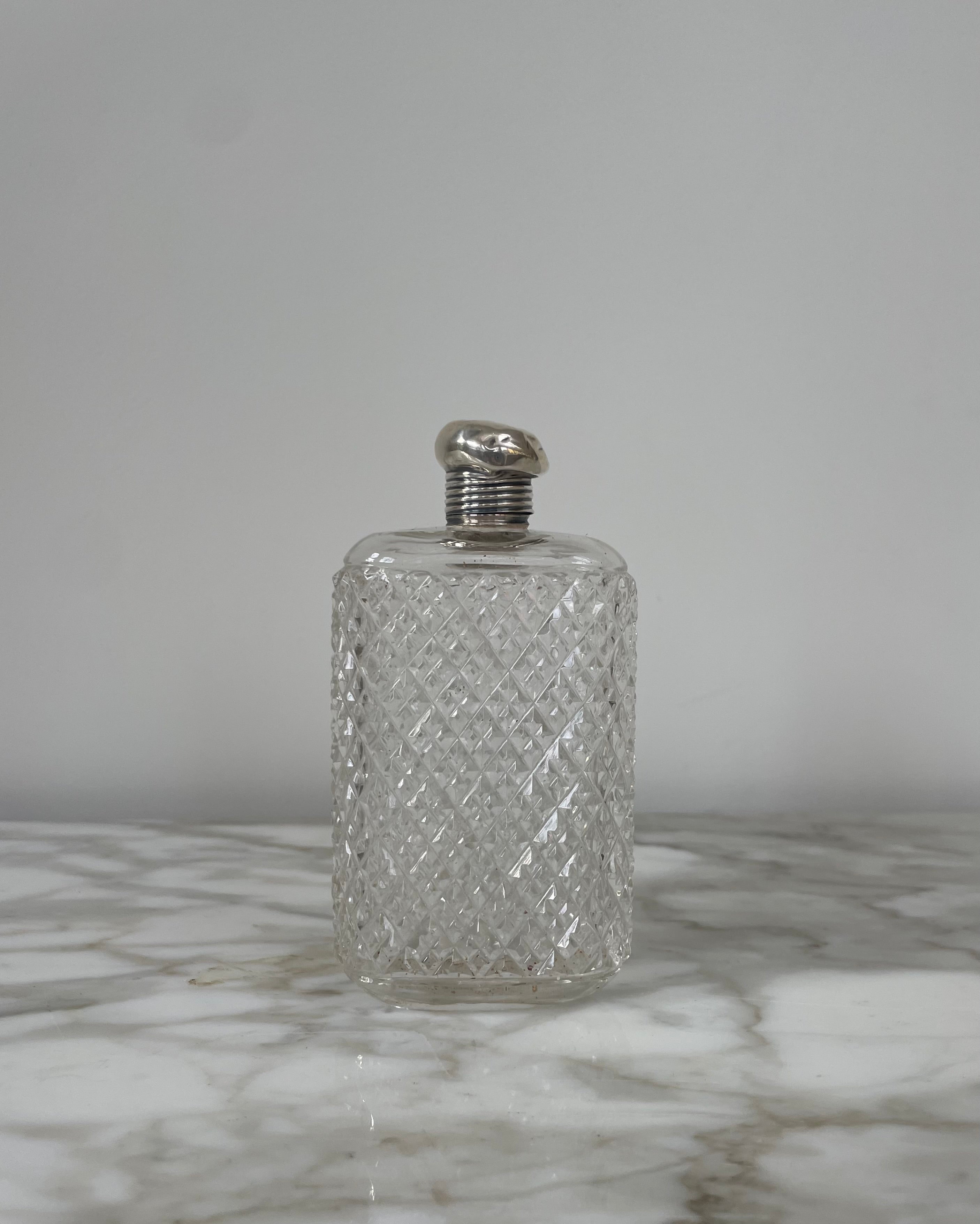 Crystal Flask with Silver Top