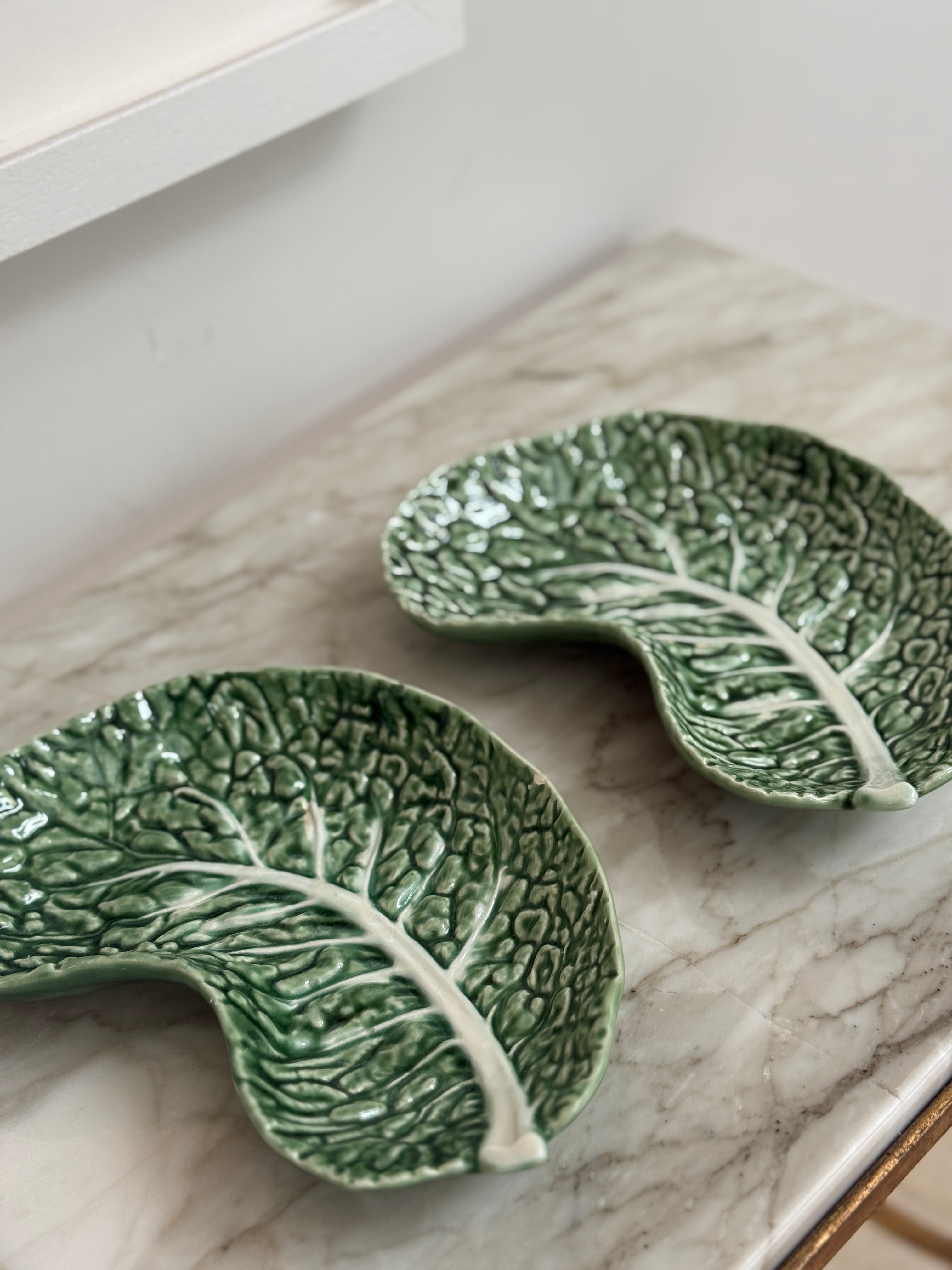 Pair of Crescent Shaped Ceramic Cabbage Plates