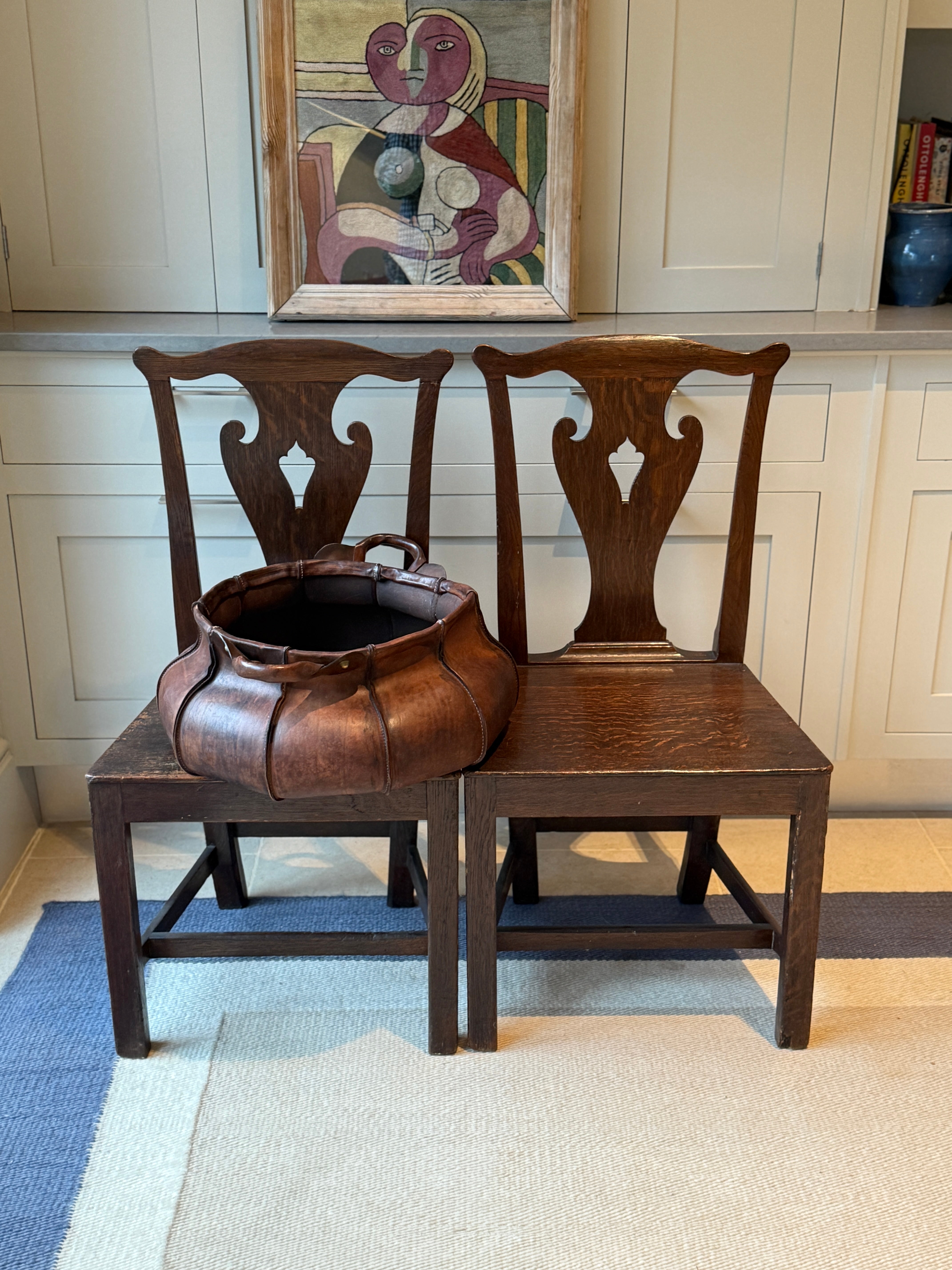 Vintage Italian Leather Storage Basket