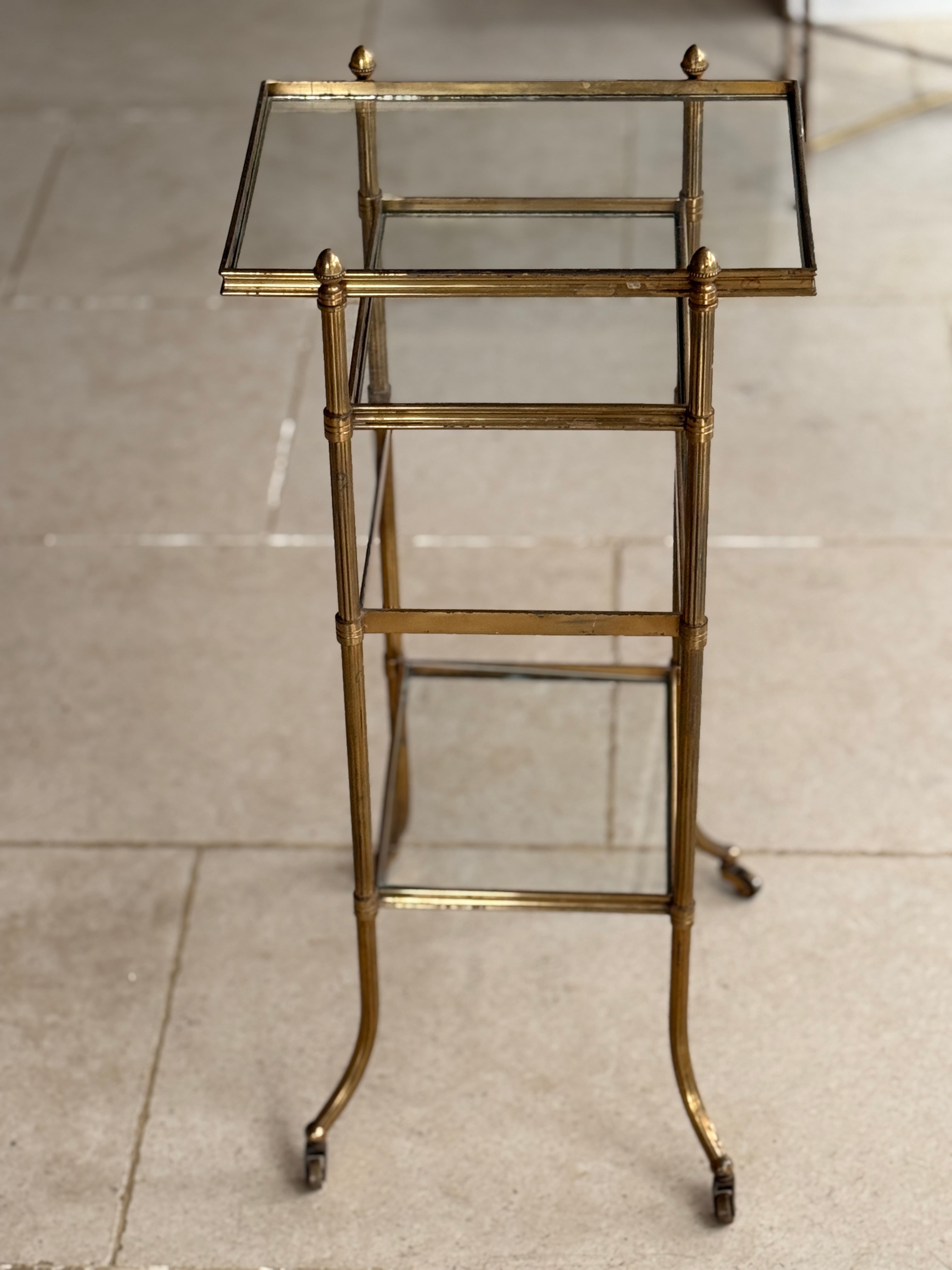 Small French Brass and Glass Etagere