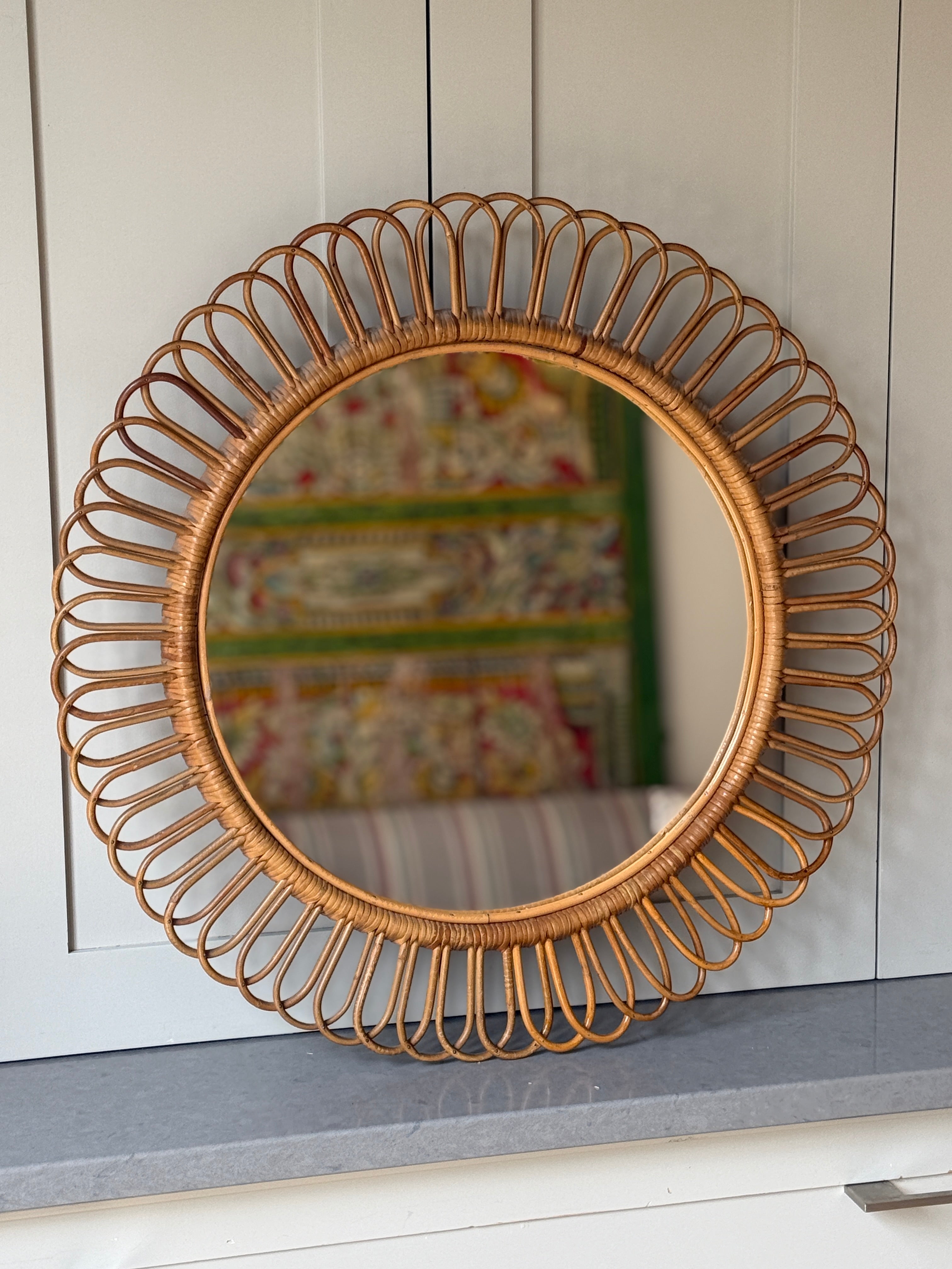 Round Rattan Mirror