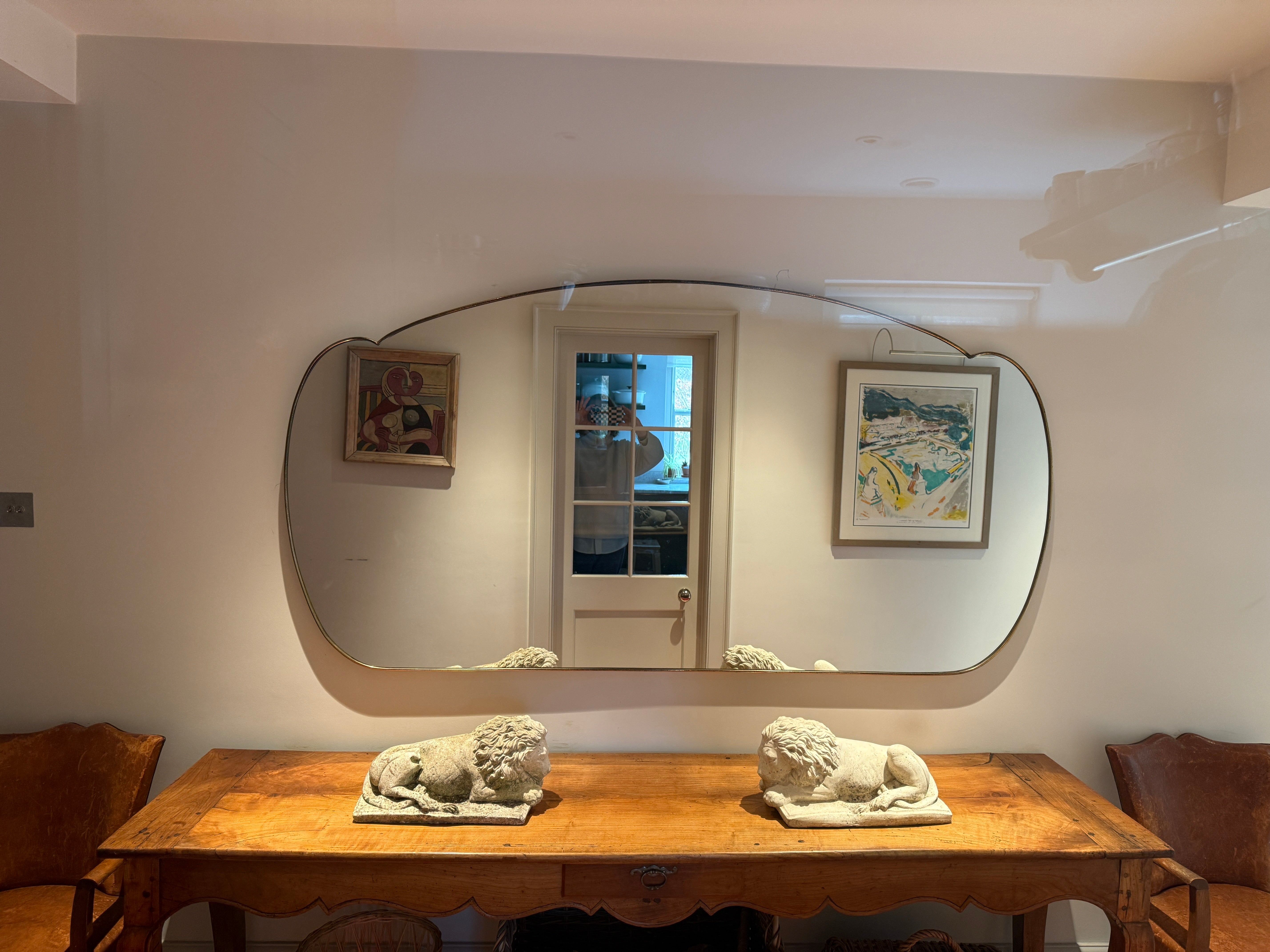 Extra Large Cloud Shaped Italian Brass Shield Mirror