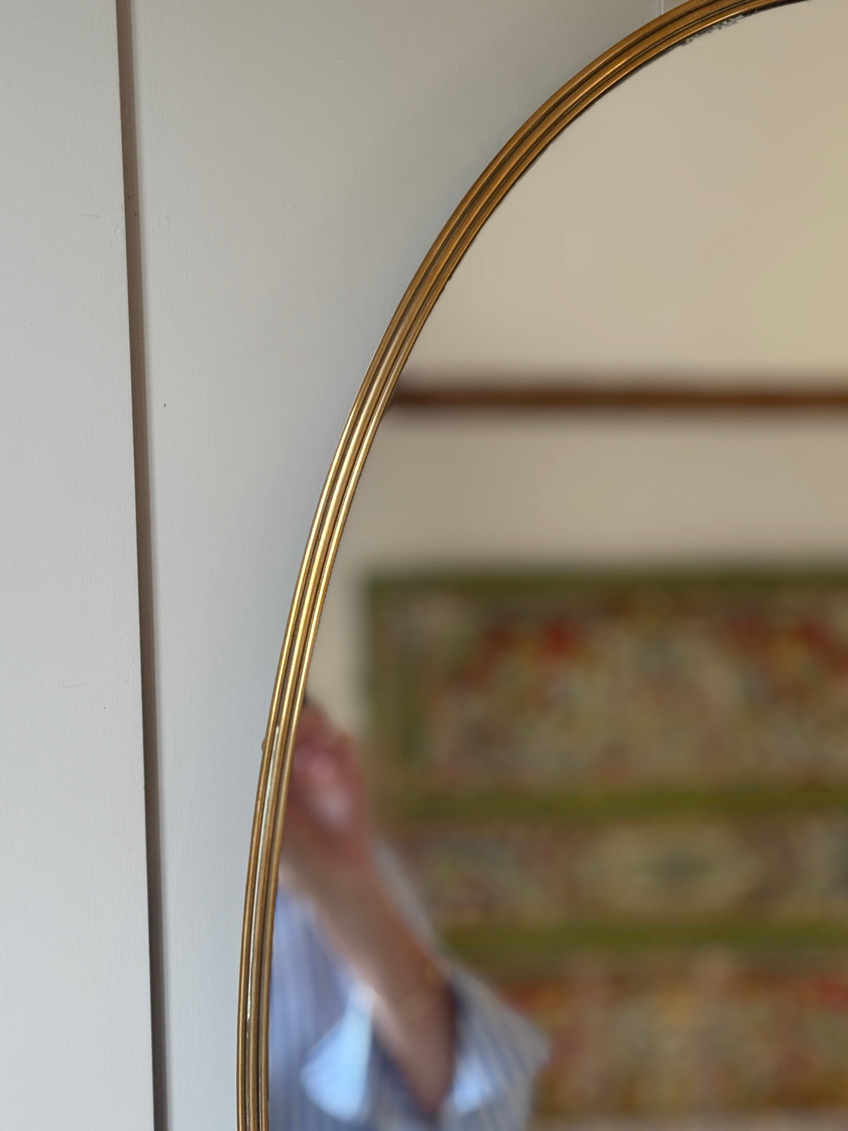 1950s Italian Reeded Brass Oval Mirror 80 x 50cm