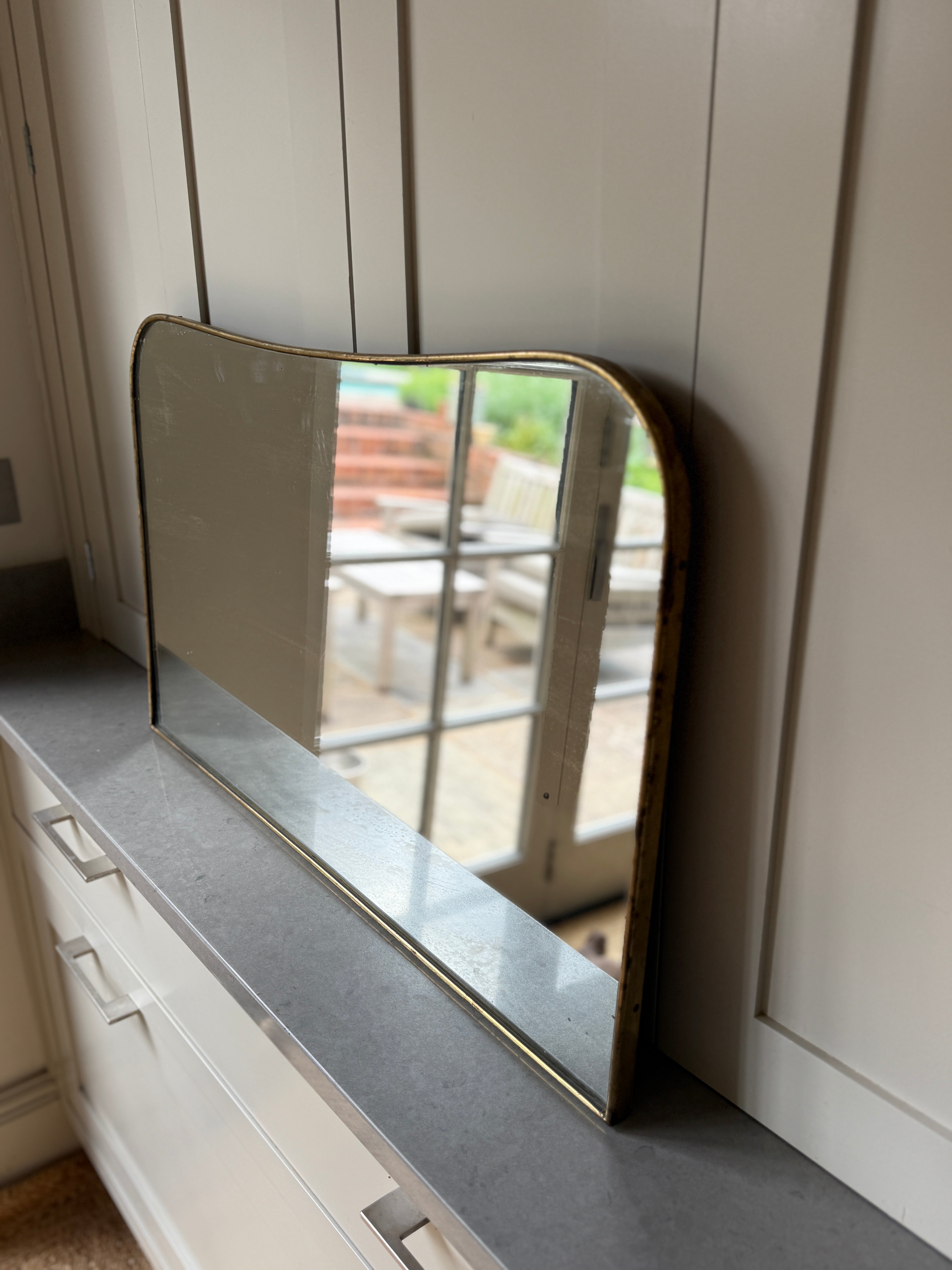 Small Italian Brass Mantel Mirror(45 x 73cm)