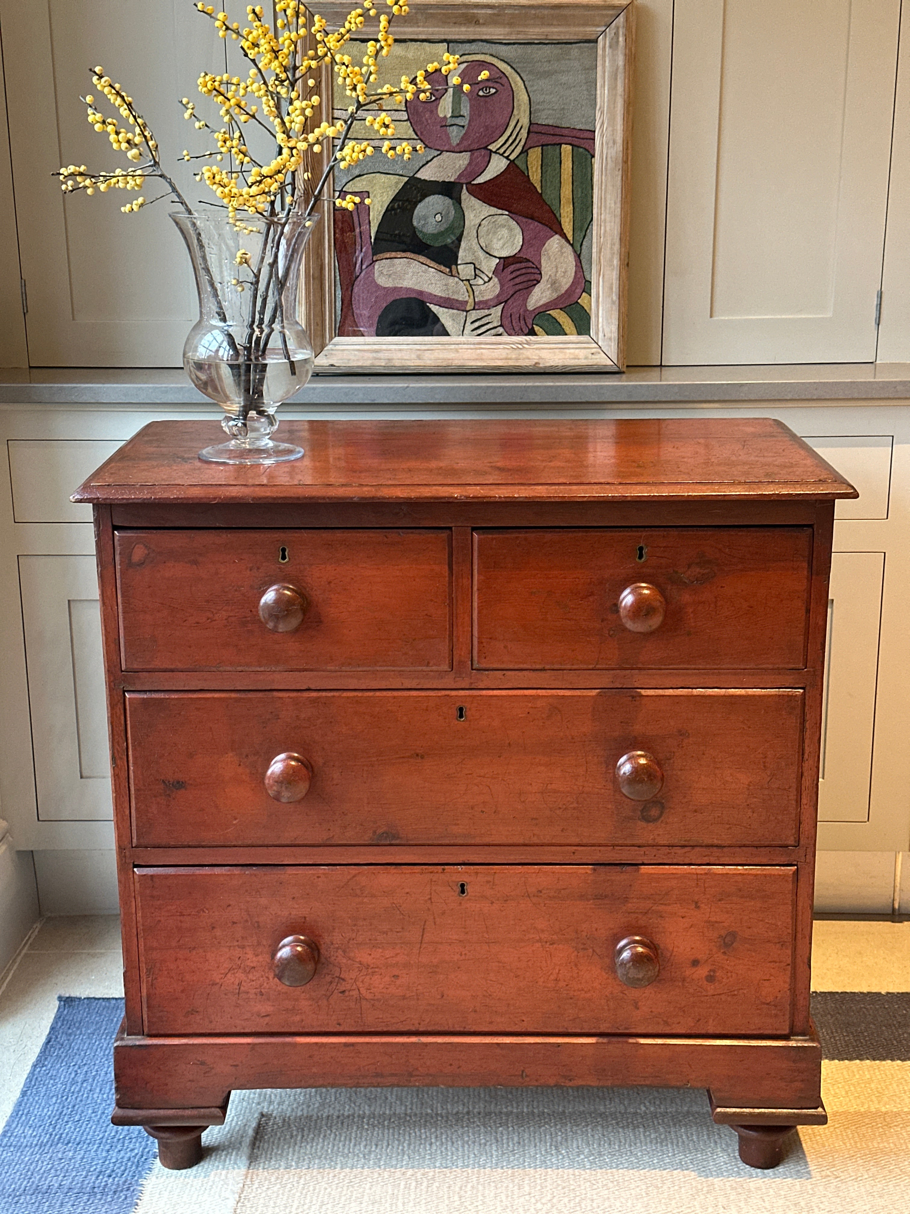 Small Faux Mahogany Chest of Drawers