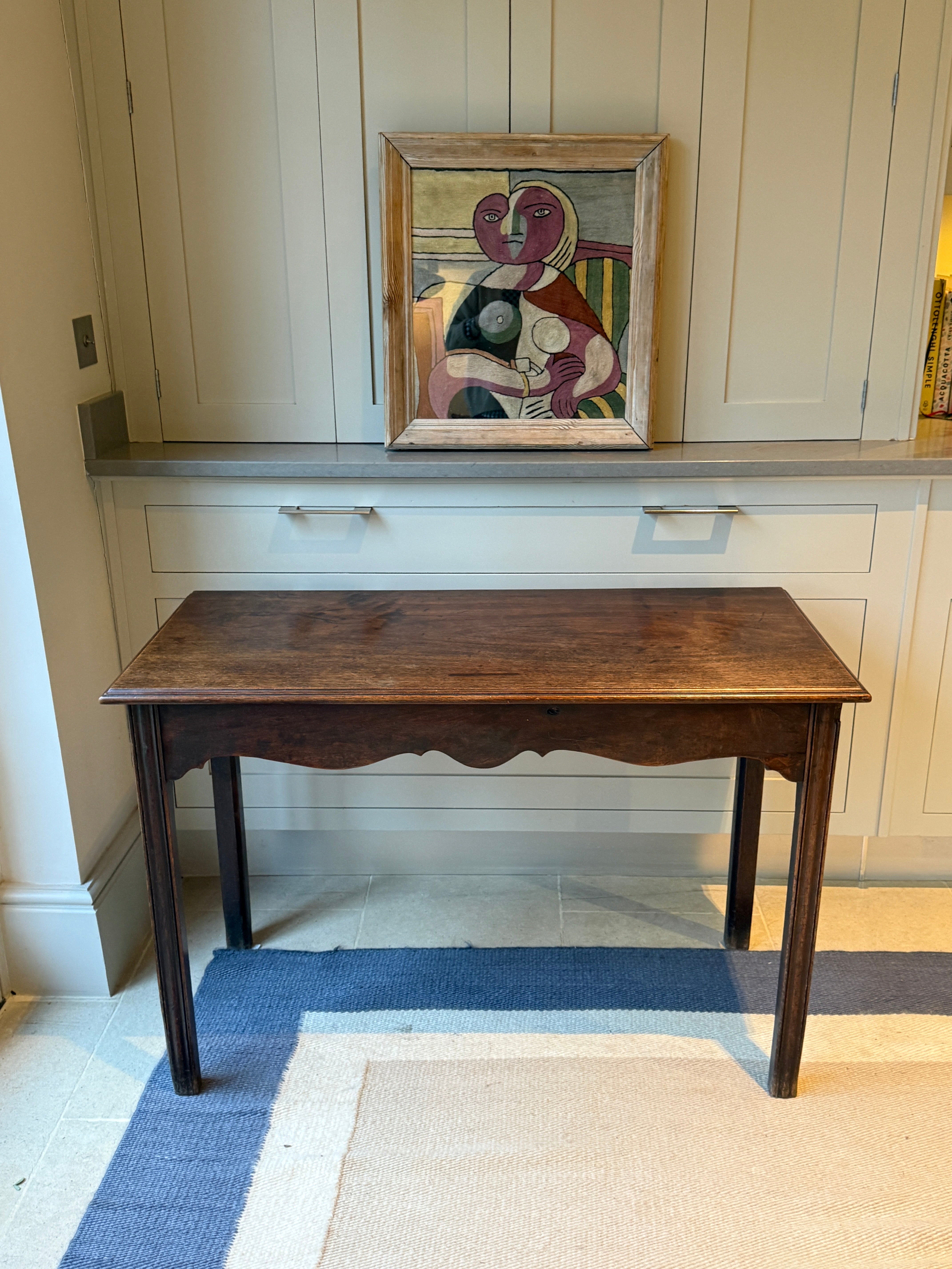 Georgian Oak Hall Table with scalloped apron