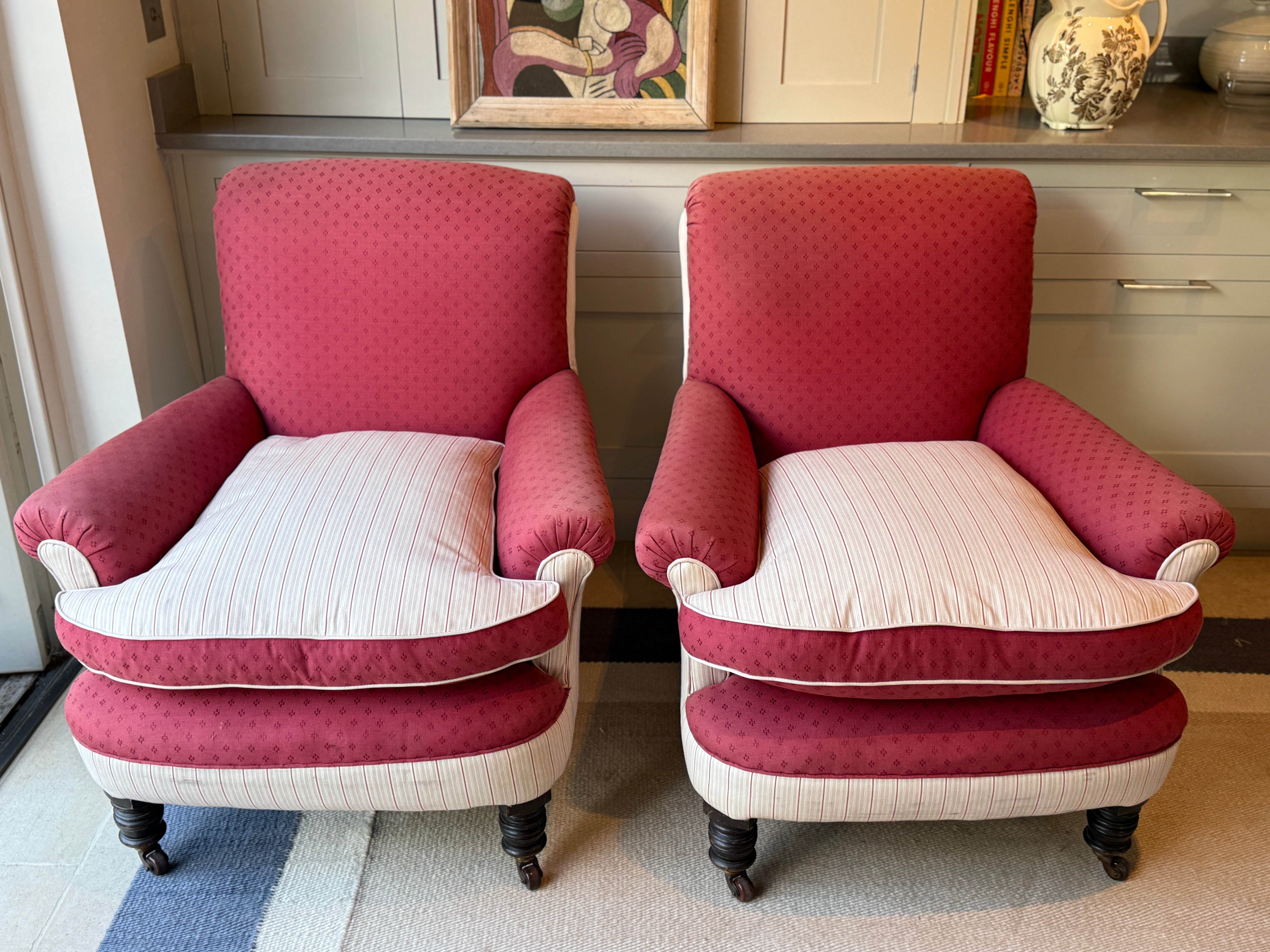 Pair of Late C19th English Country House Armchairs