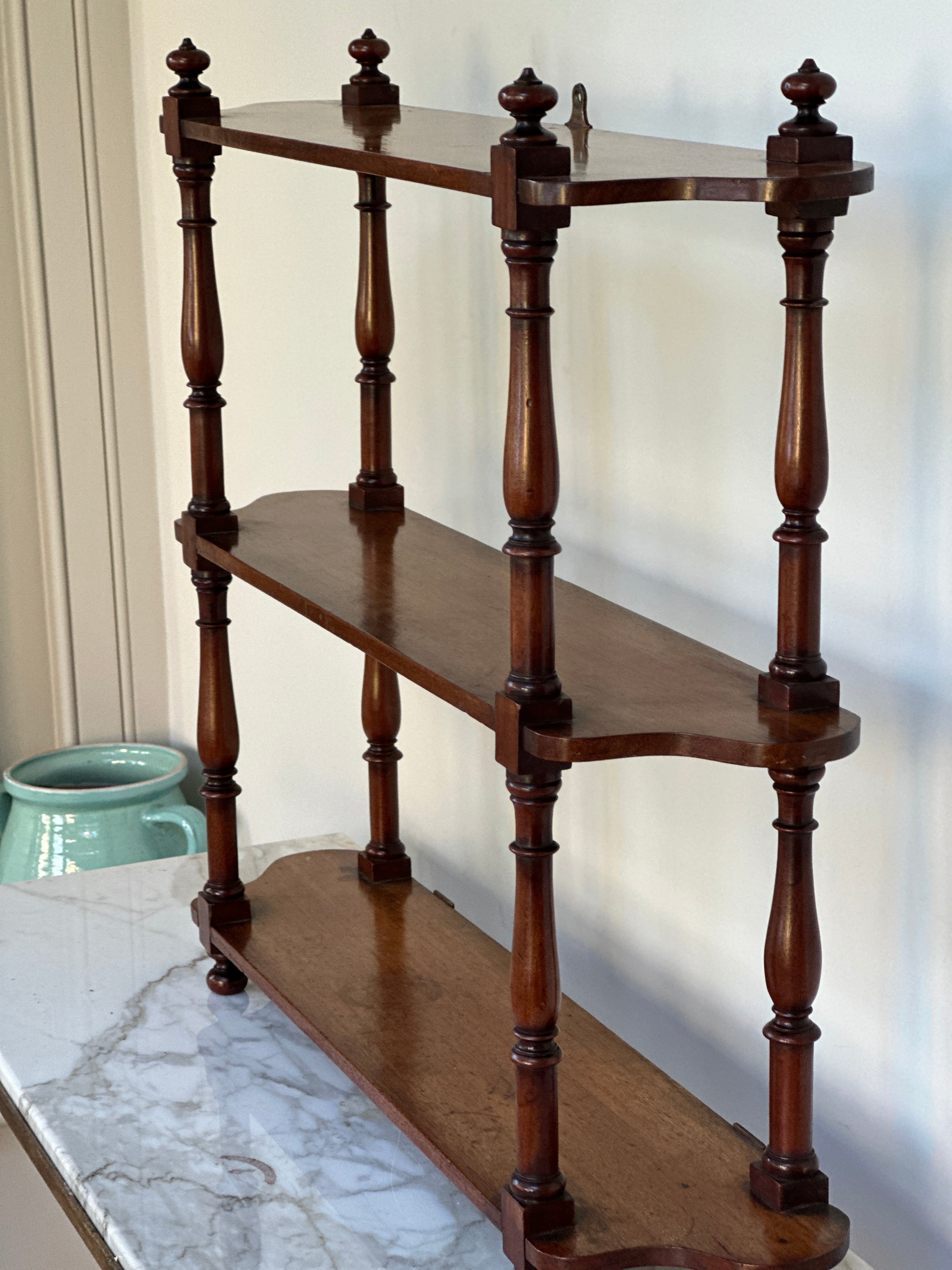 Small Mahogany Wall Shelves with 3 Tiers