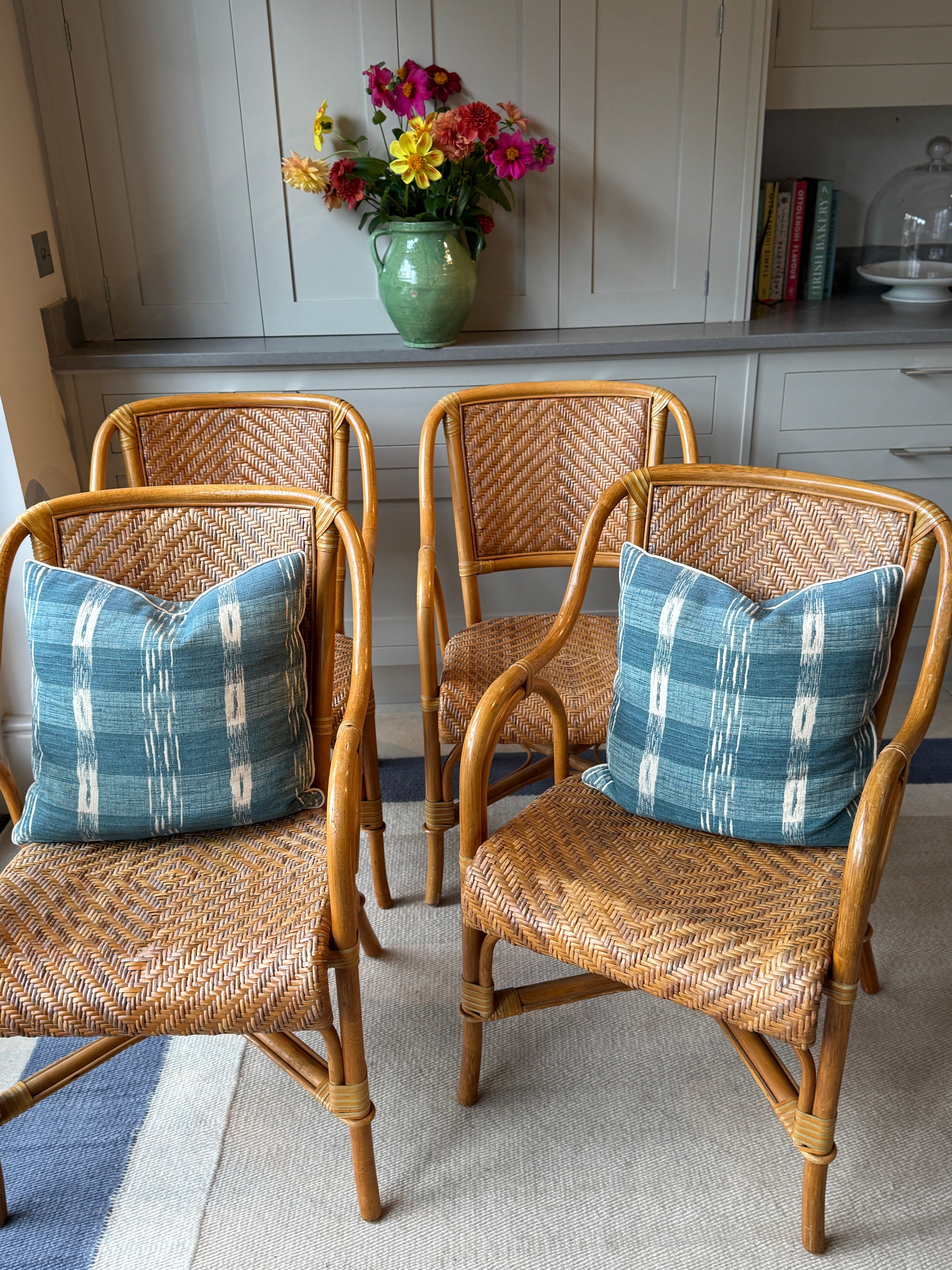 Set of 4 Vintage Cane & Rattan Chairs