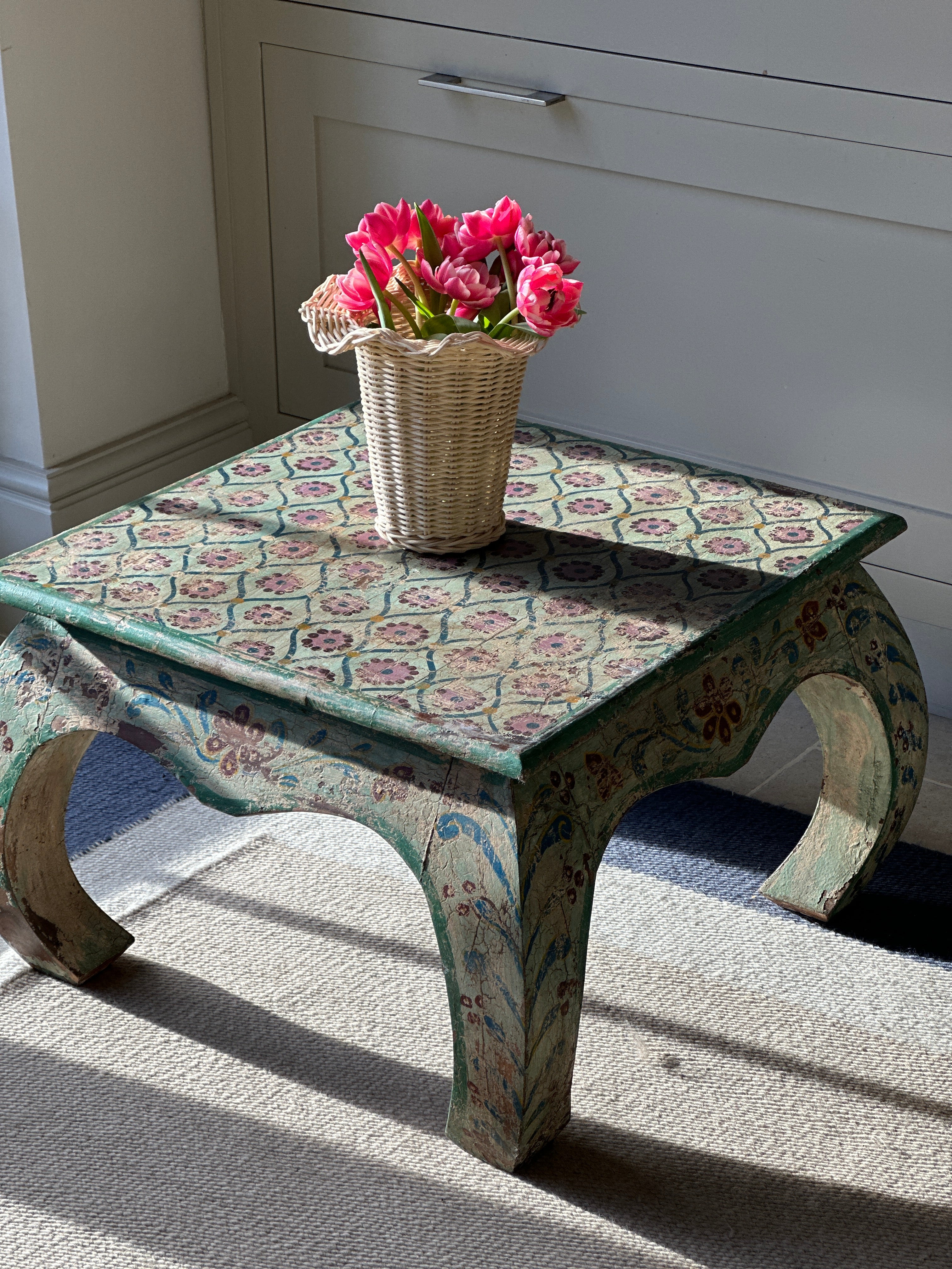 Charming vintage painted Indian hardwood table