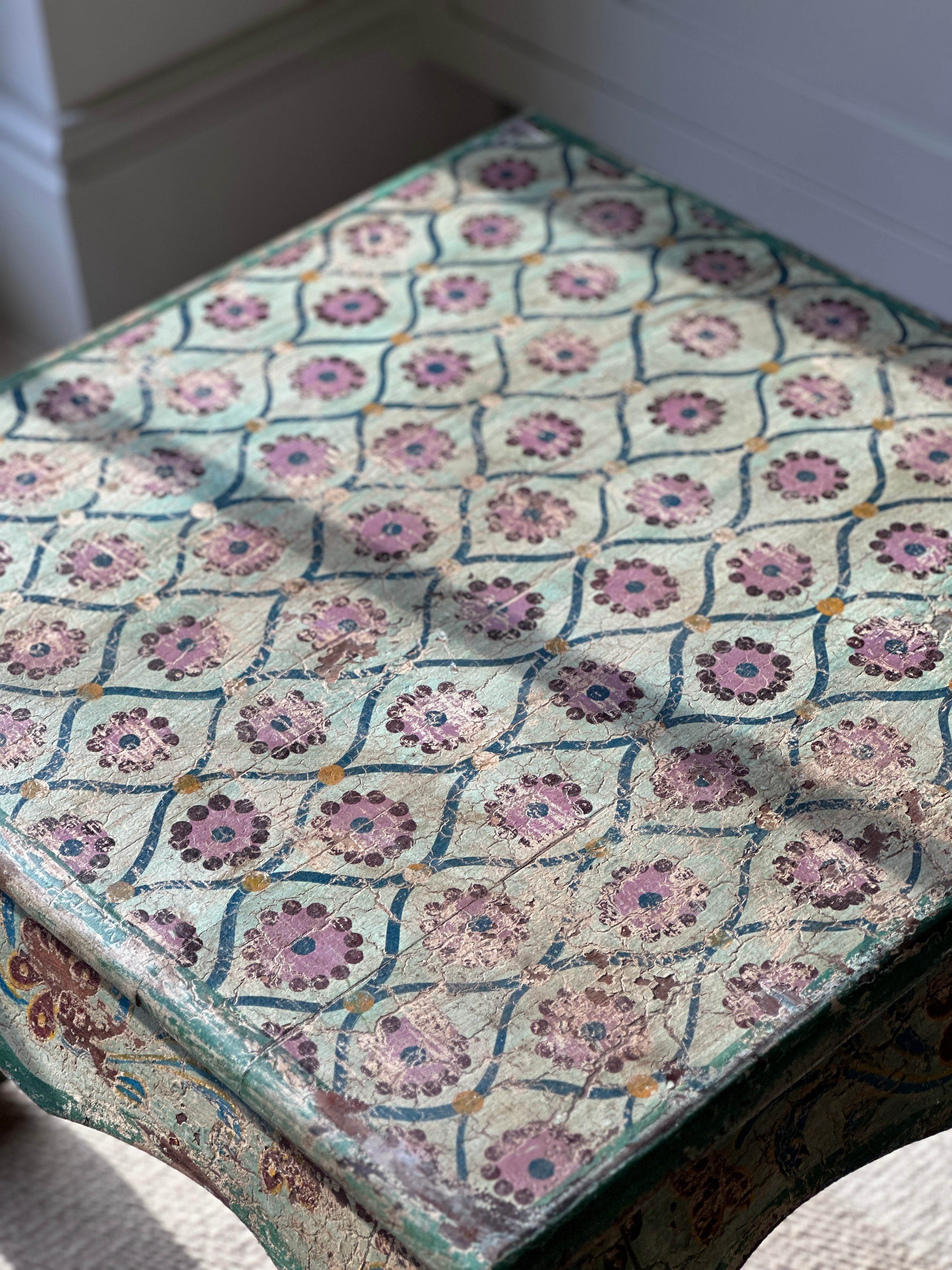 Charming vintage painted Indian hardwood table