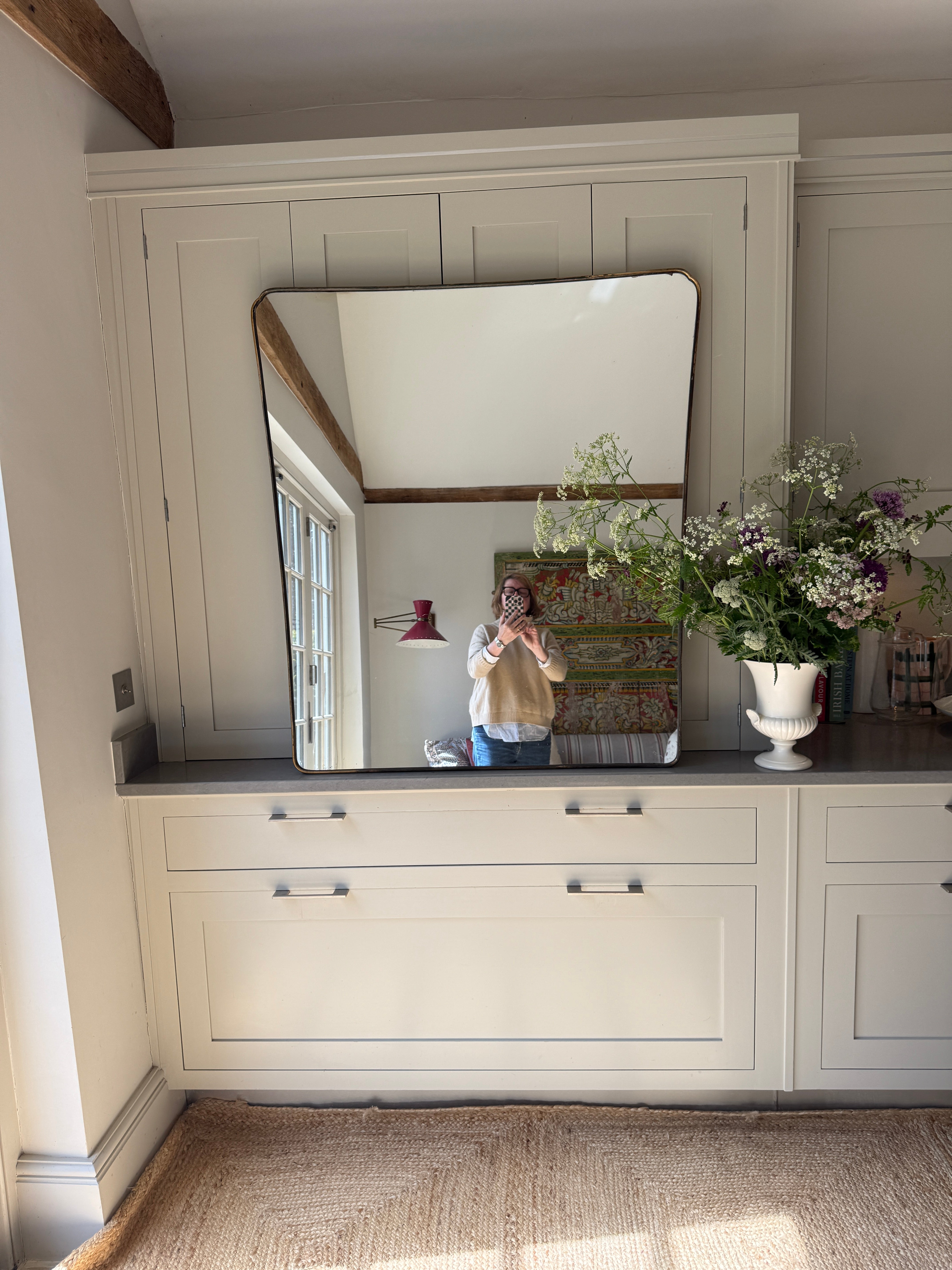 Very Large Italian Brass Shield Mirror (110 x 99.5cm)