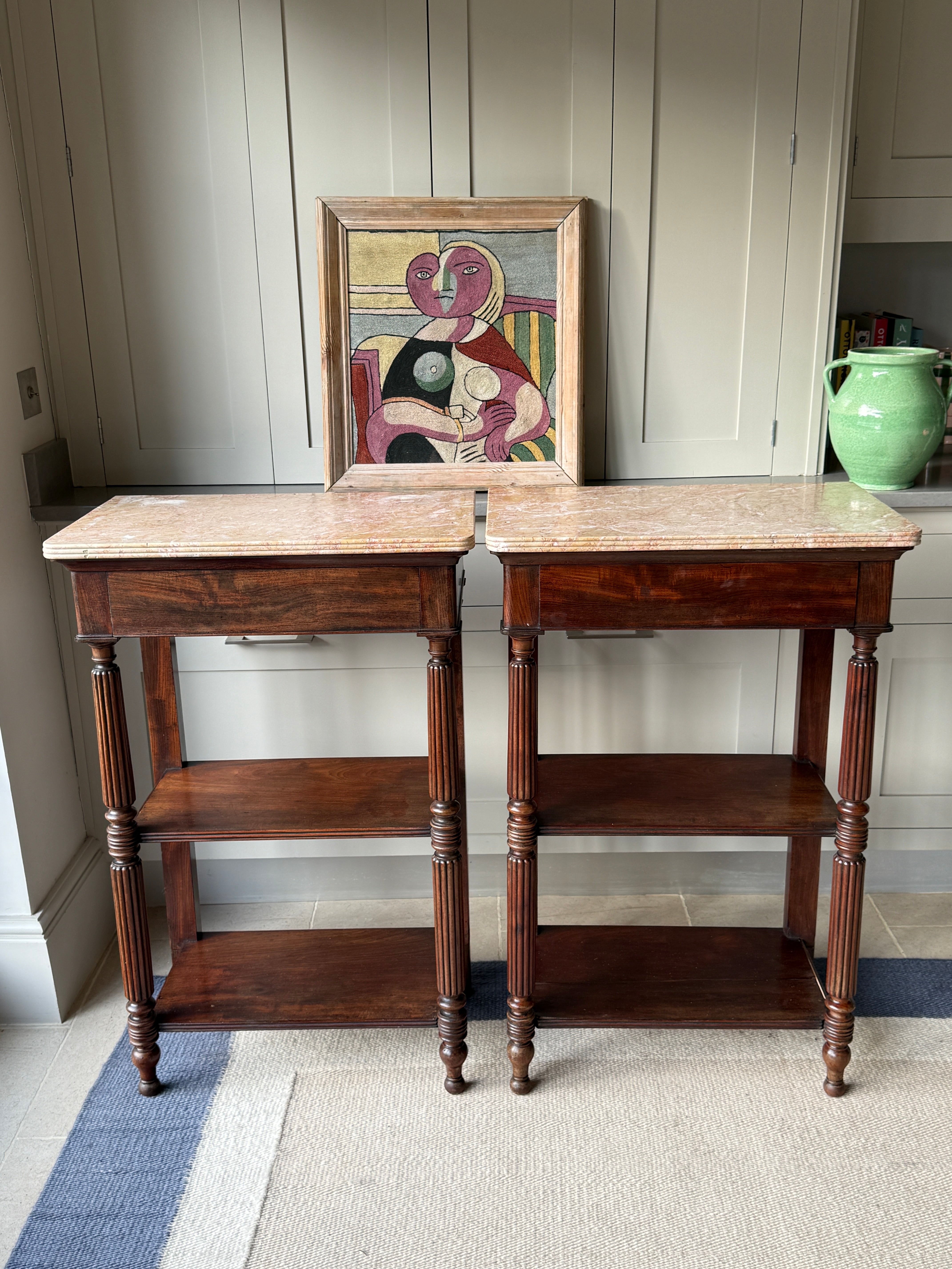 Pair of Tall Marble Topped Etageres