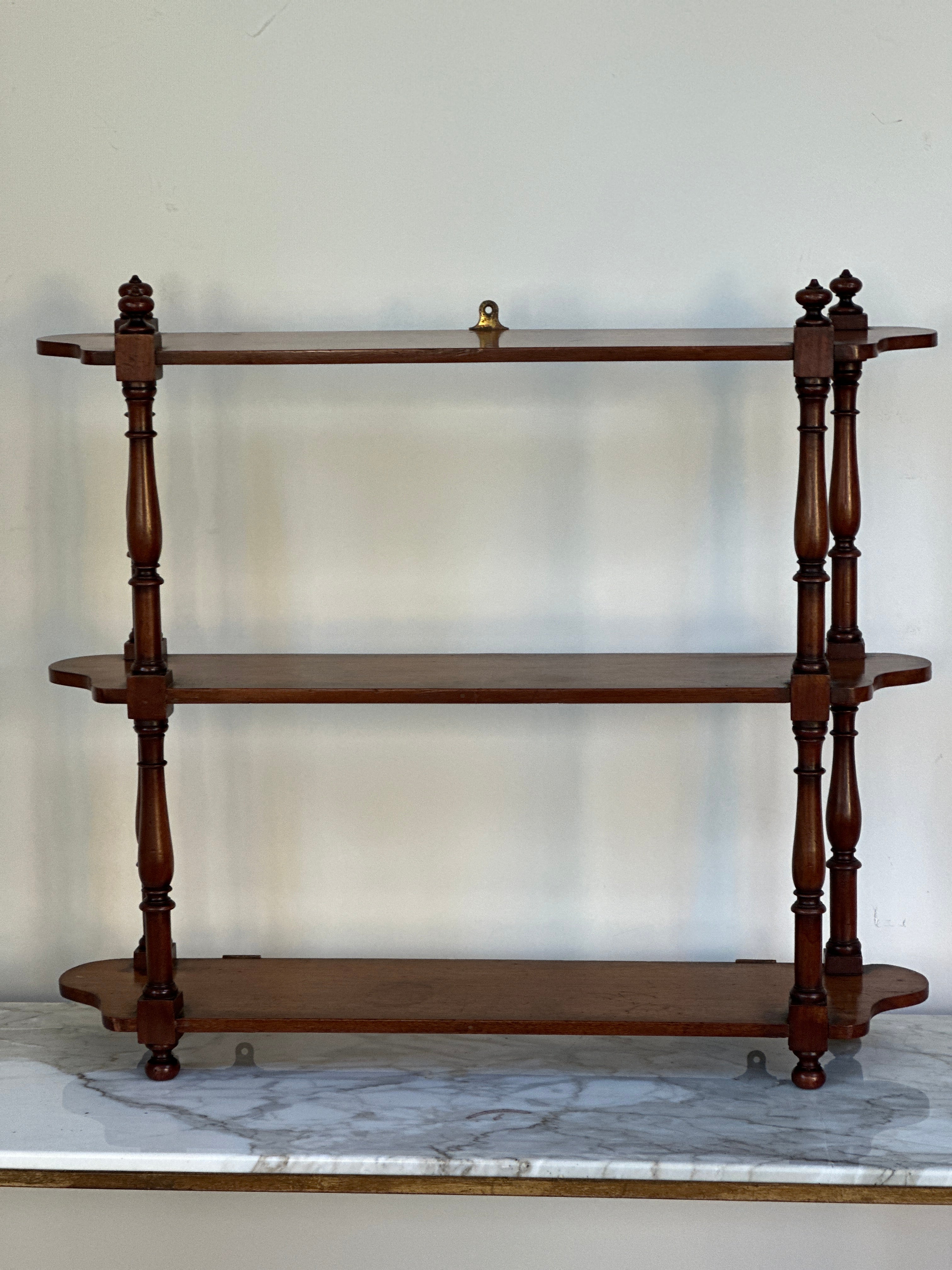 Small Mahogany Wall Shelves with 3 Tiers