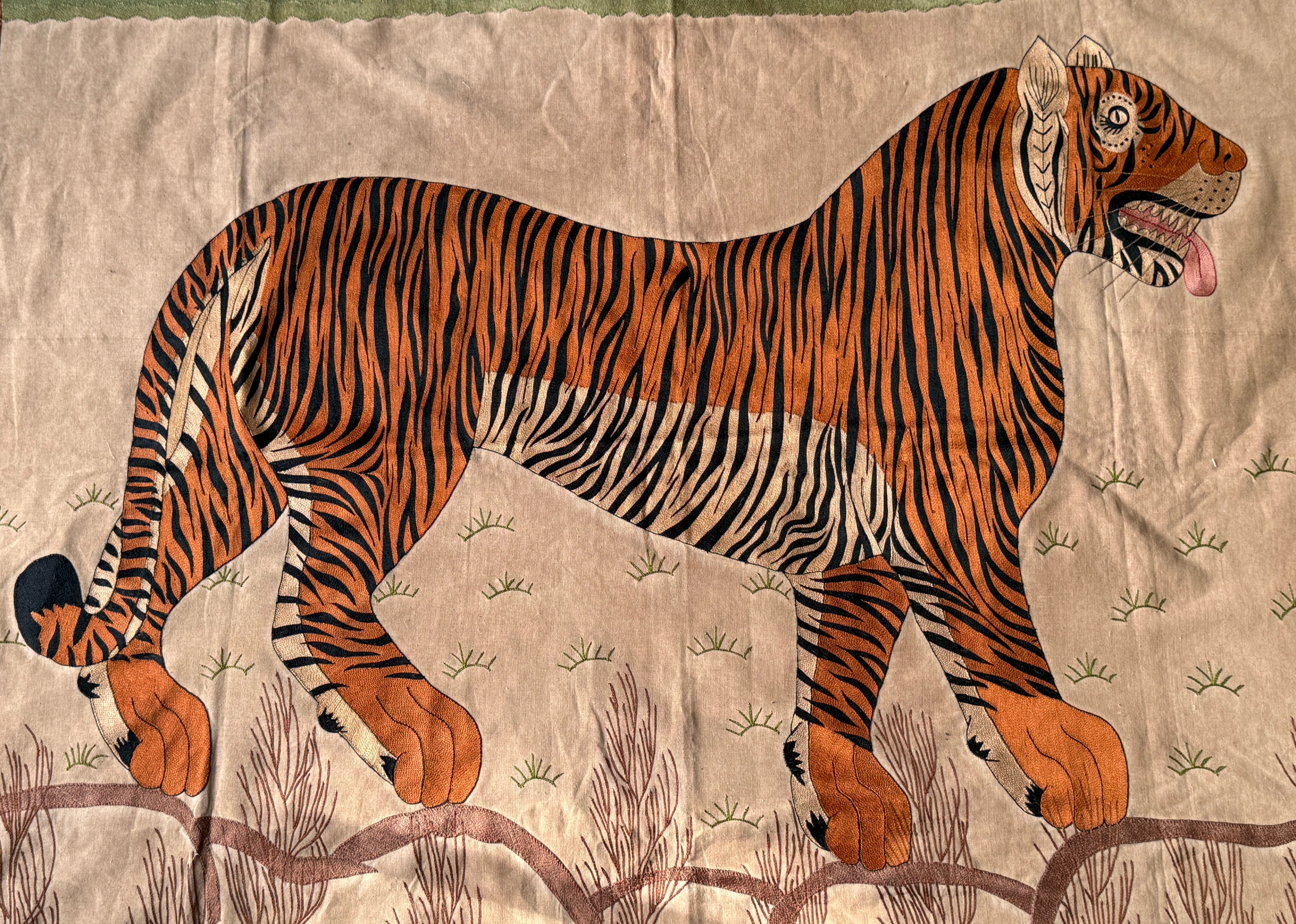 Beautiful Large Bengal Tiger Embroidery Wall hanging