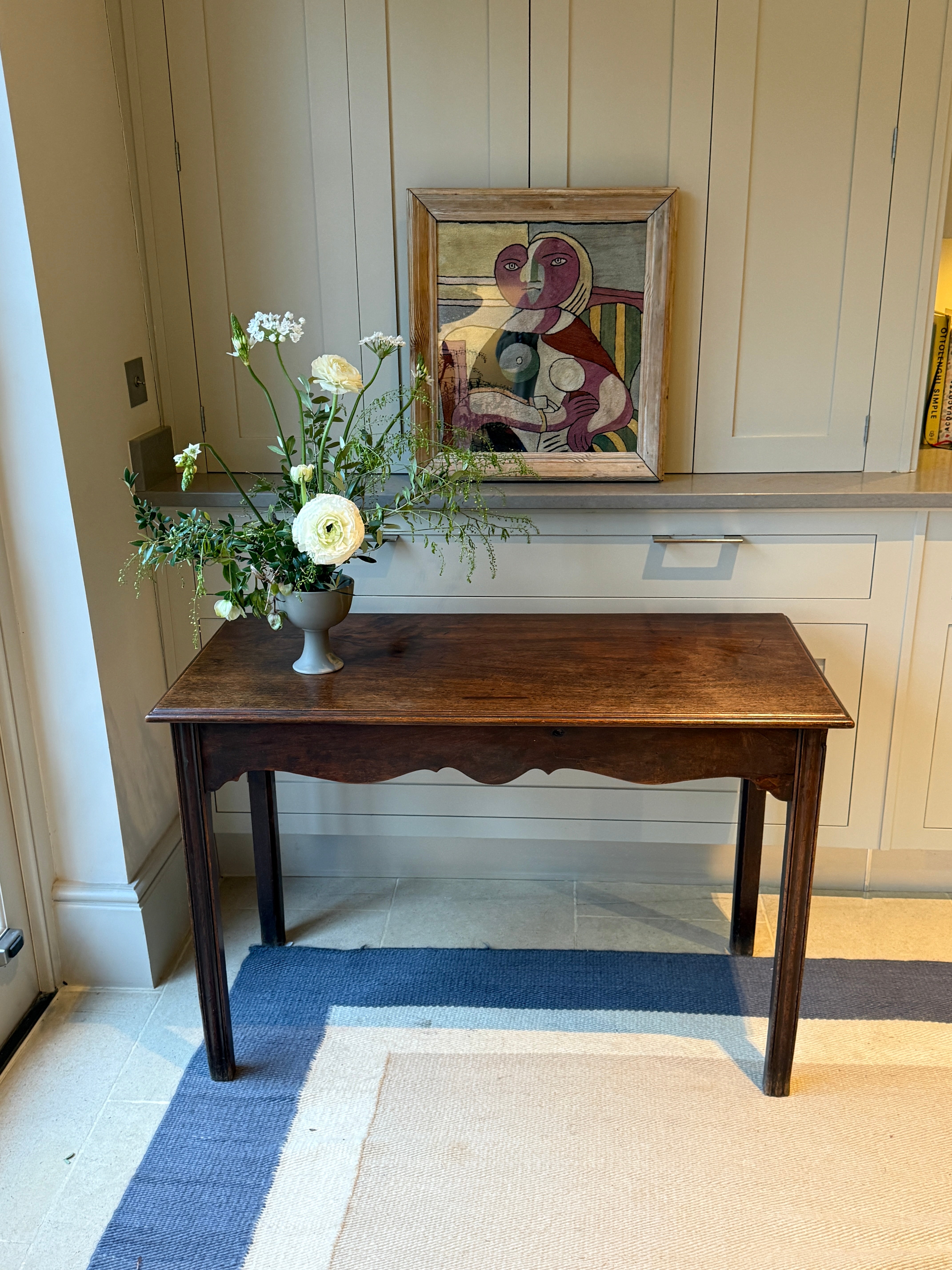 Georgian Oak Hall Table with scalloped apron