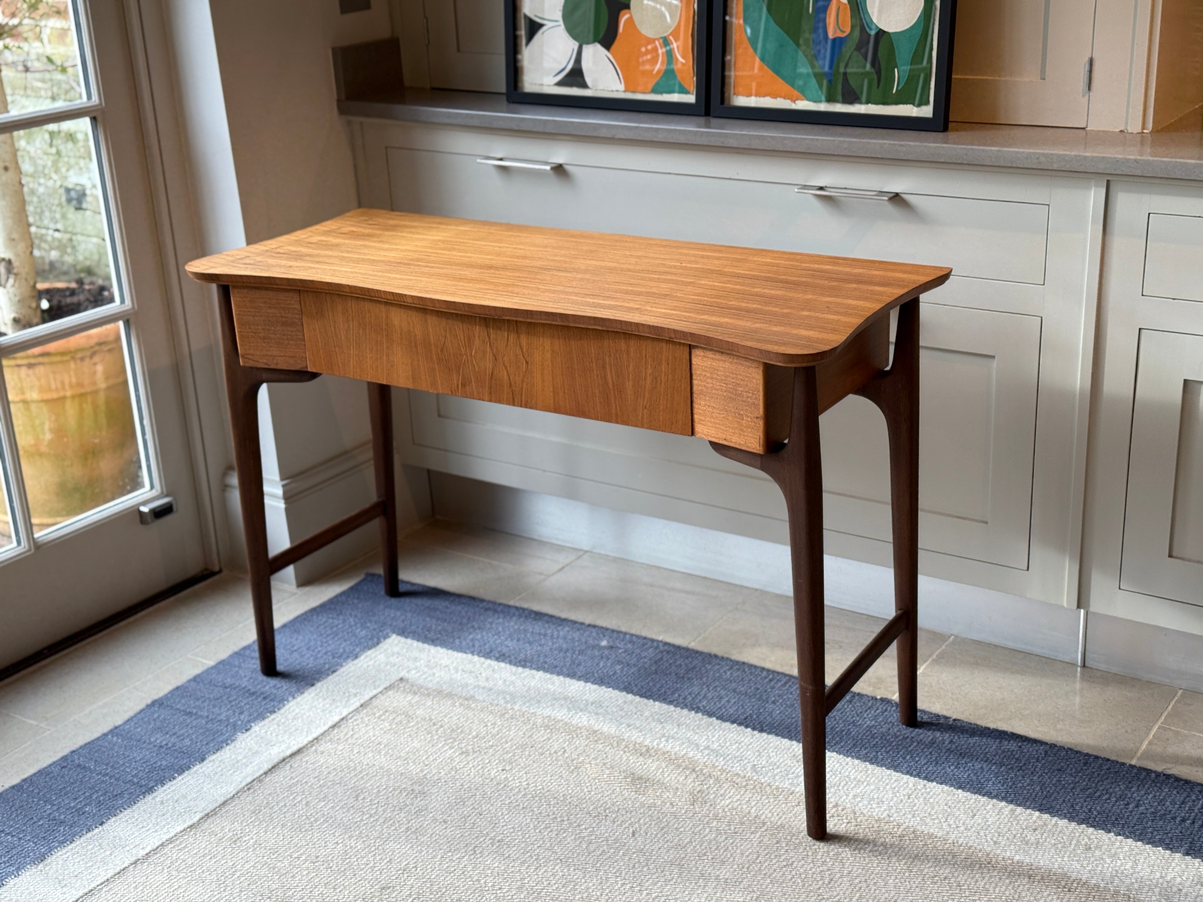 Midcentury Satinwood & Walnut desk by Everest